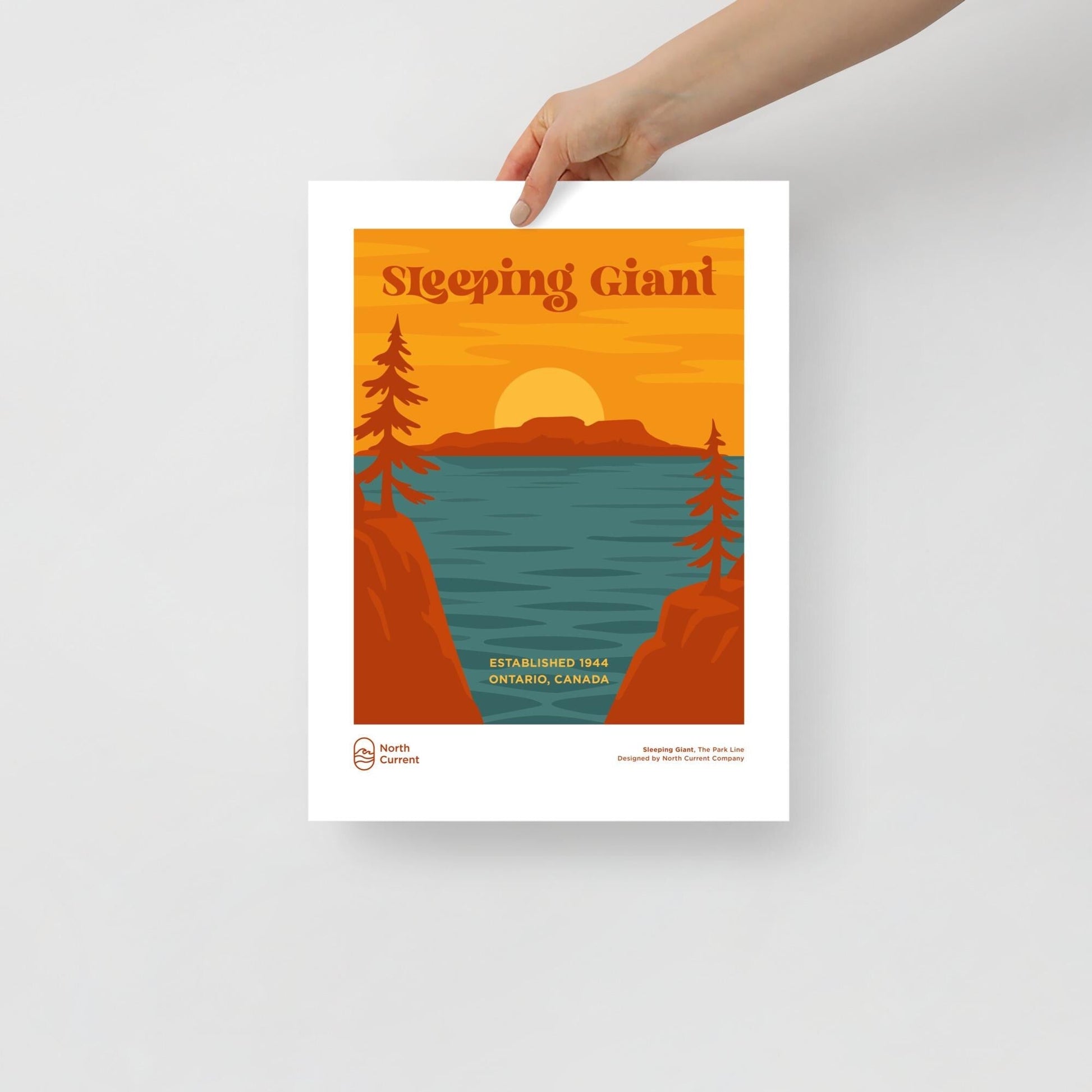 Sleeping Giant Ontario Park Poster: Retro Mid-Century Travel Print