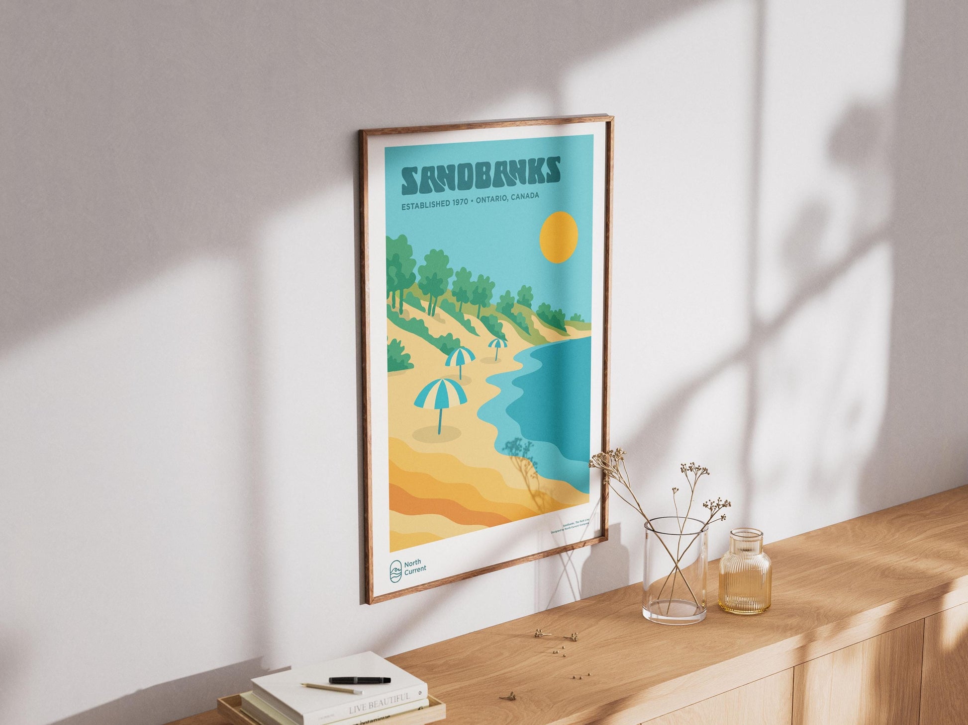 Sandbanks Ontario Park Poster: Retro Mid-Century Travel Print