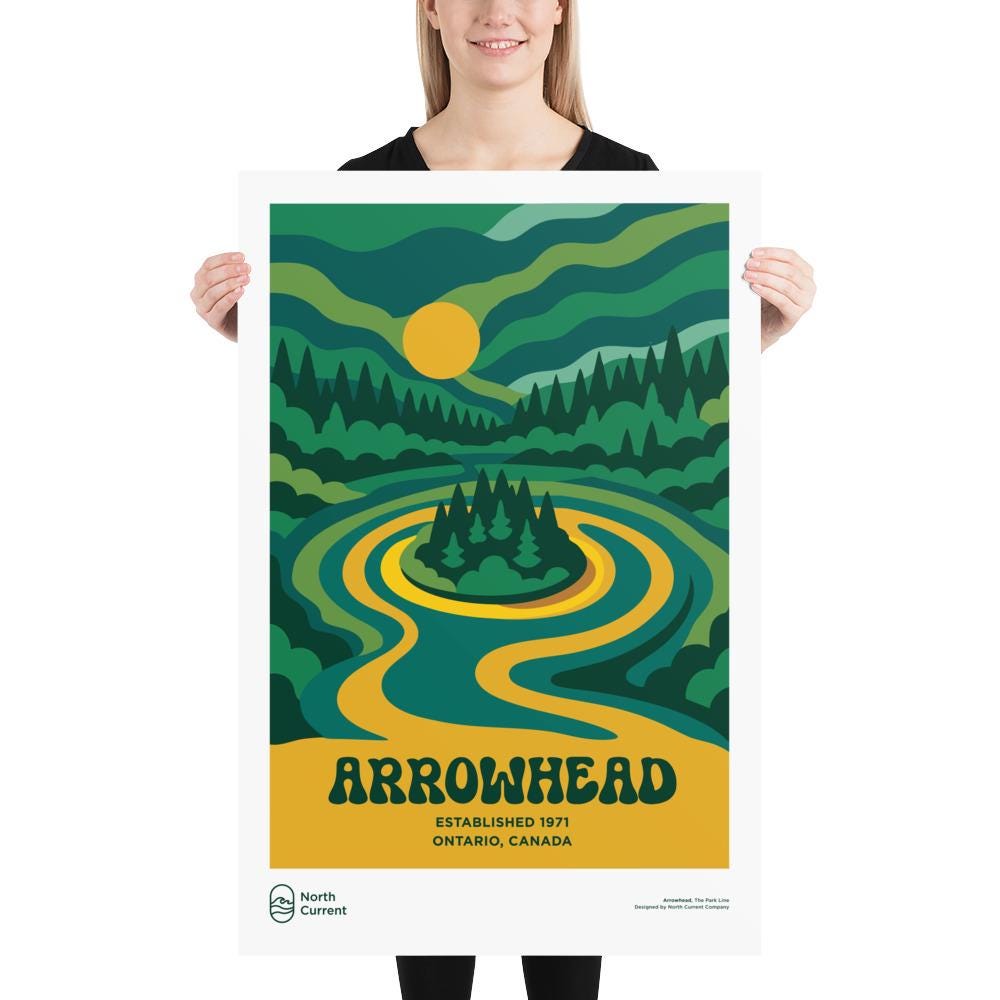 Arrowhead Retro Ontario Park Poster – Vintage-Style Travel Print, 1960s Midcentury Design | 12x16, 16x20, 18x24, 24x36 Wall Art