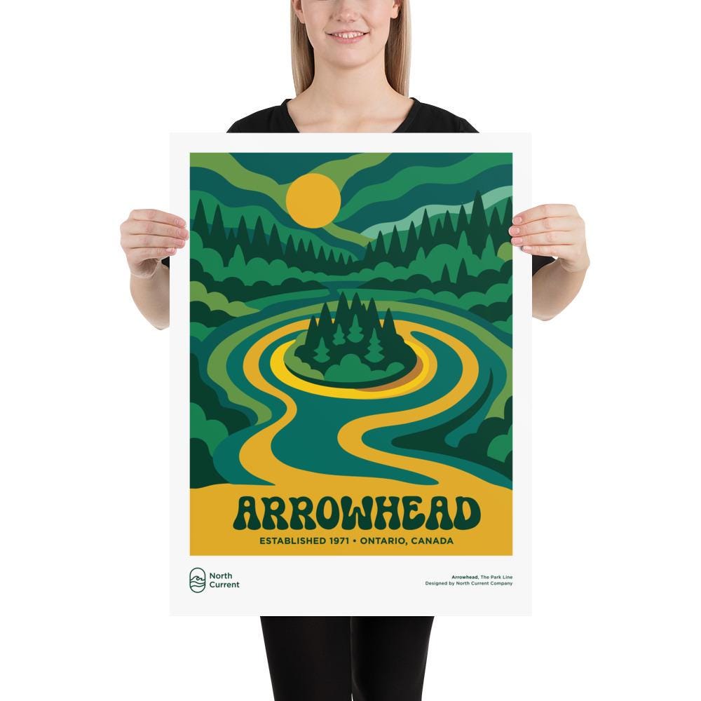Arrowhead Retro Ontario Park Poster – Vintage-Style Travel Print, 1960s Midcentury Design | 12x16, 16x20, 18x24, 24x36 Wall Art