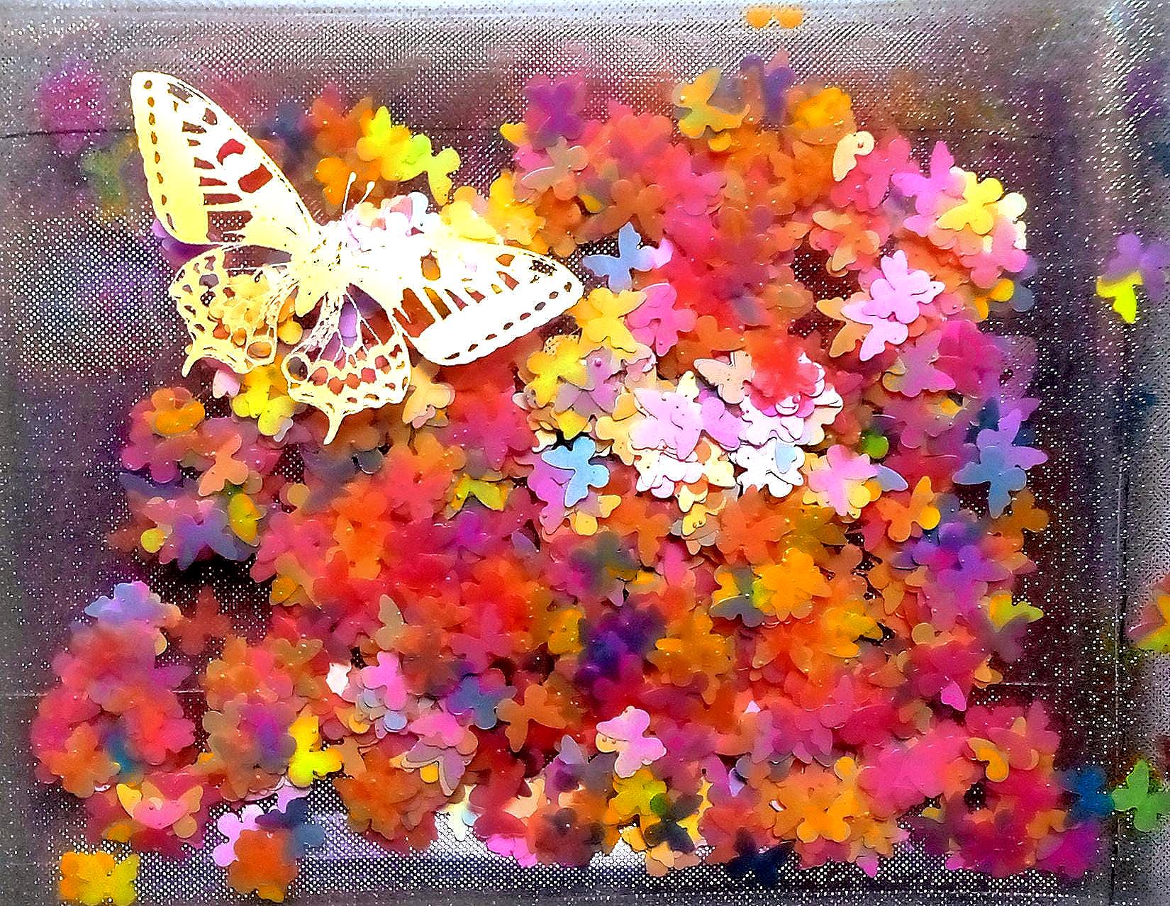 SALE! Liquid Glitter Jelly Wallet with Confetti Multicolor Neon Butterflies Shimmer & Iridescent Holographic Laser Holograms. Fluorescent !