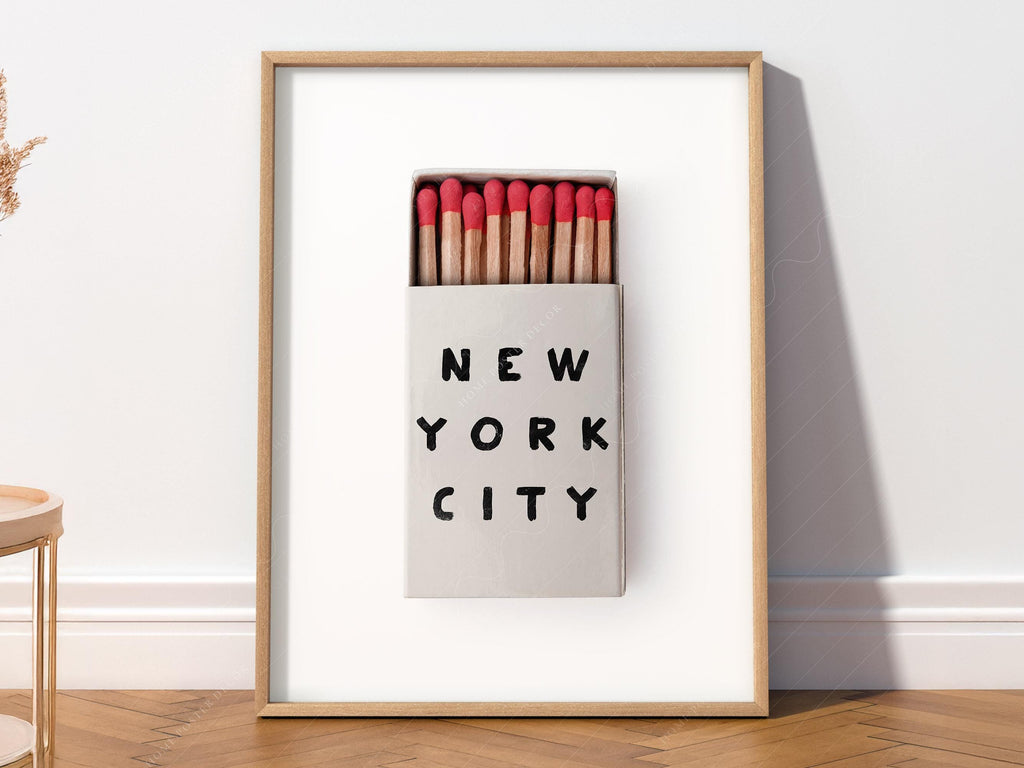 New York City Matchbox Print – Minimalist Retro Wall Art Poster