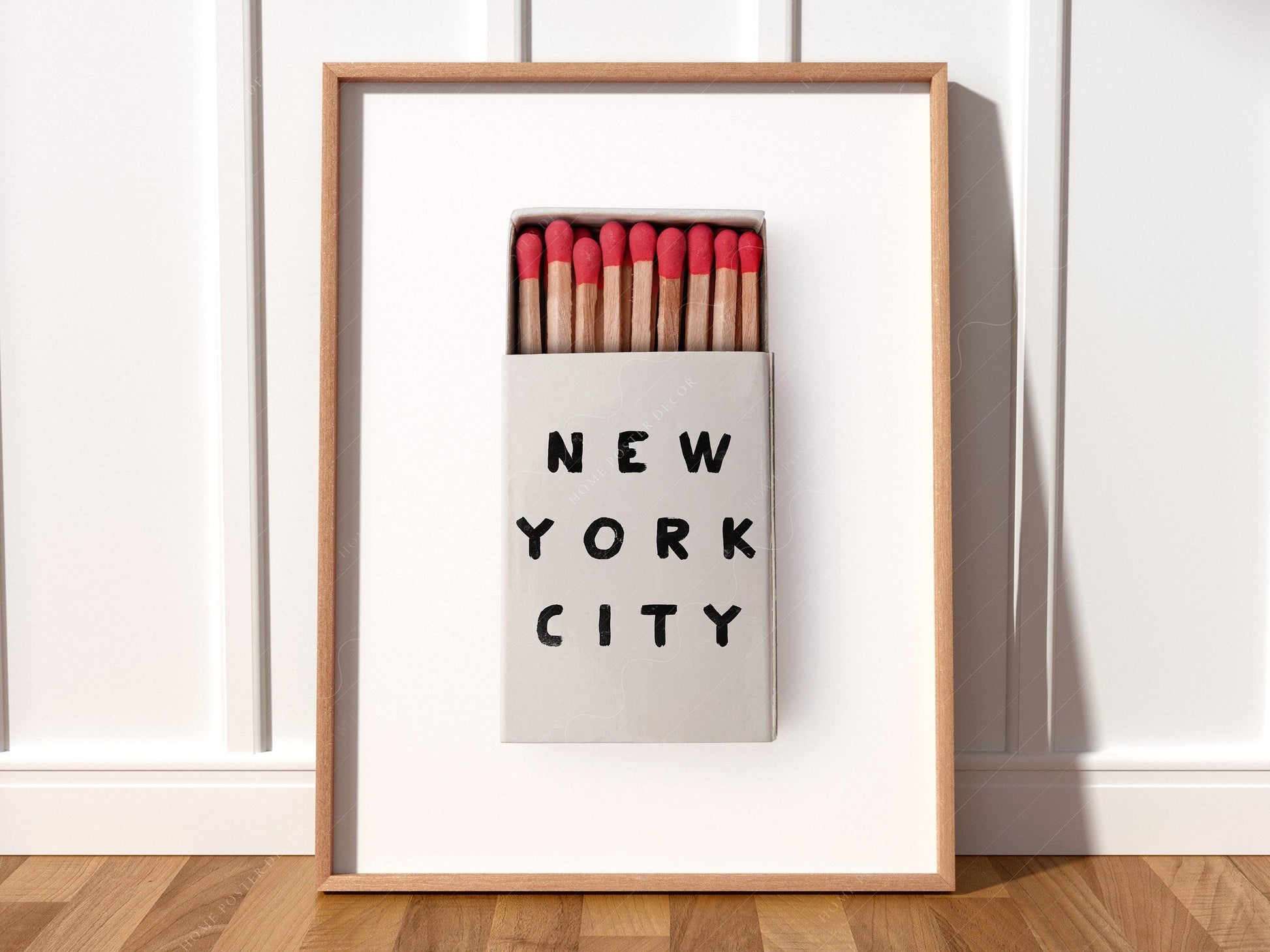 New York City Matchbox Print – Minimalist Retro Wall Art Poster