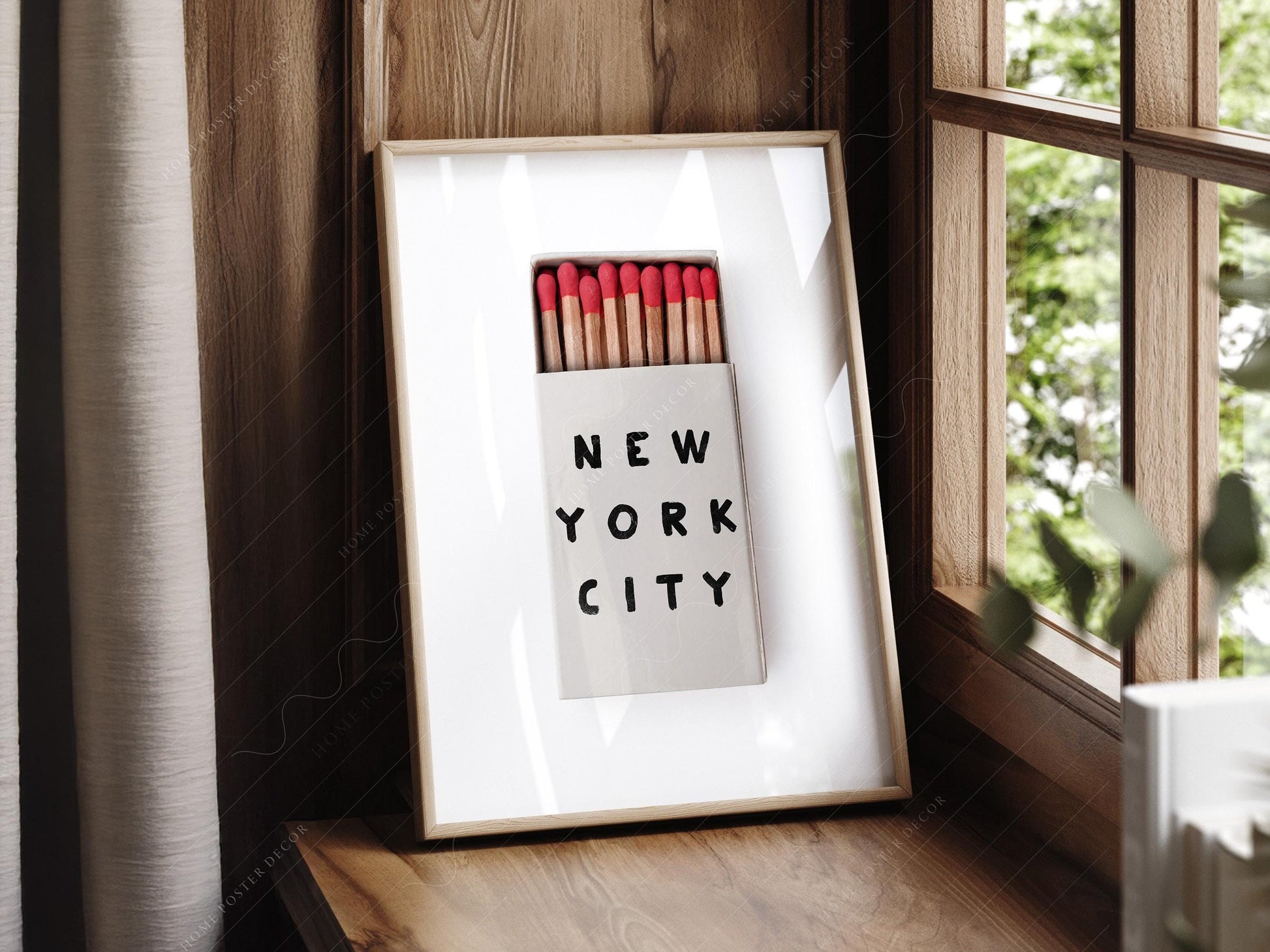 New York City Matchbox Print – Minimalist Retro Wall Art Poster
