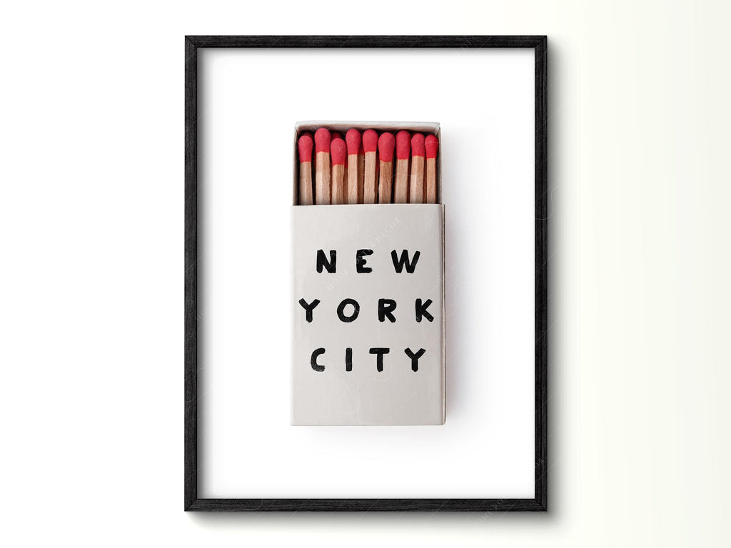 New York City Matchbox Print – Minimalist Retro Wall Art Poster
