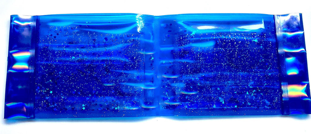 Liquid Glitter Jelly Mermaid Wallet. Ocean Accessory. Holographic Siren Jellyfish Pink Seahorse Float with Silver Star Shimmer in Sea Waves