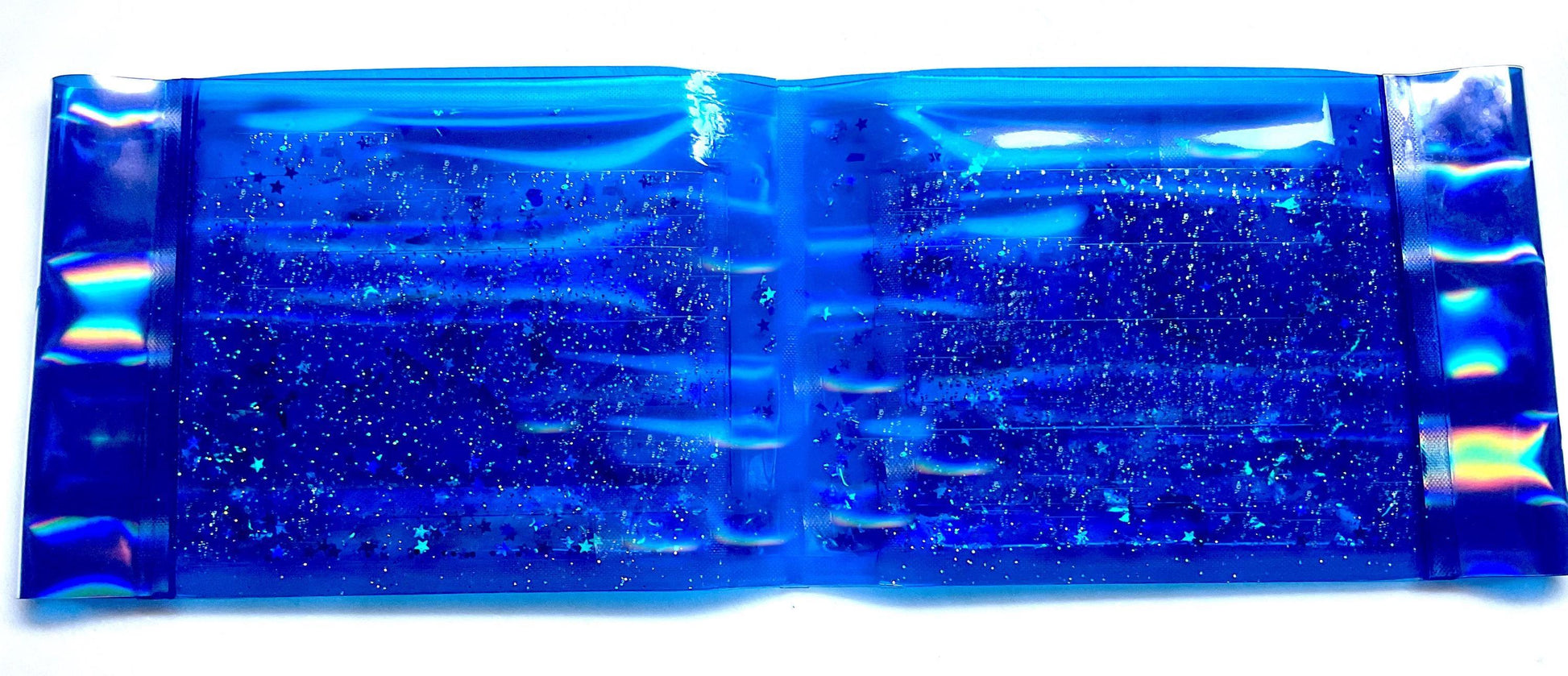 Liquid Glitter Jelly Mermaid Wallet. Ocean Accessory. Holographic Siren Jellyfish Pink Seahorse Float with Silver Star Shimmer in Sea Waves