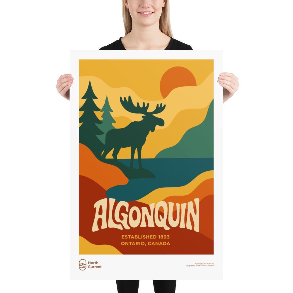 Algonquin Retro Ontario Park Poster – Vintage-Style Travel Print, 1960s Midcentury Design | 12x16, 16x20, 18x24, 24x36 Wall Art