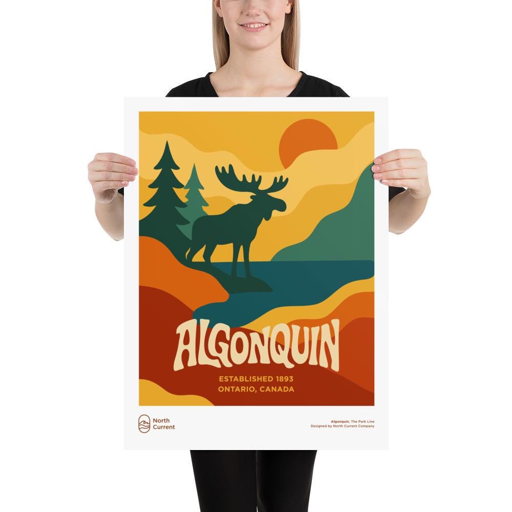 Algonquin Retro Ontario Park Poster – Vintage-Style Travel Print, 1960s Midcentury Design | 12x16, 16x20, 18x24, 24x36 Wall Art
