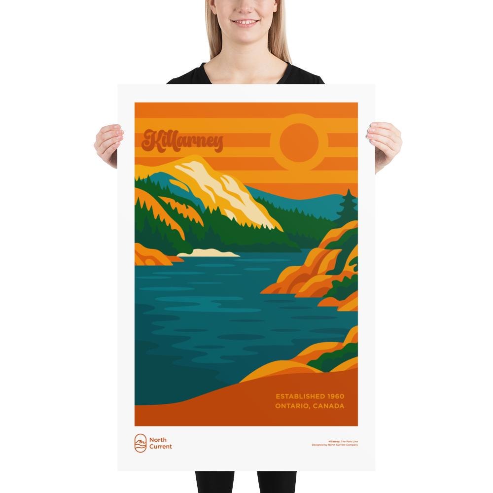 Killarney Retro Ontario Park Poster – Vintage-Style Travel Print, 1960s Midcentury Design | 12x16, 16x20, 18x24, 24x36 Wall Art