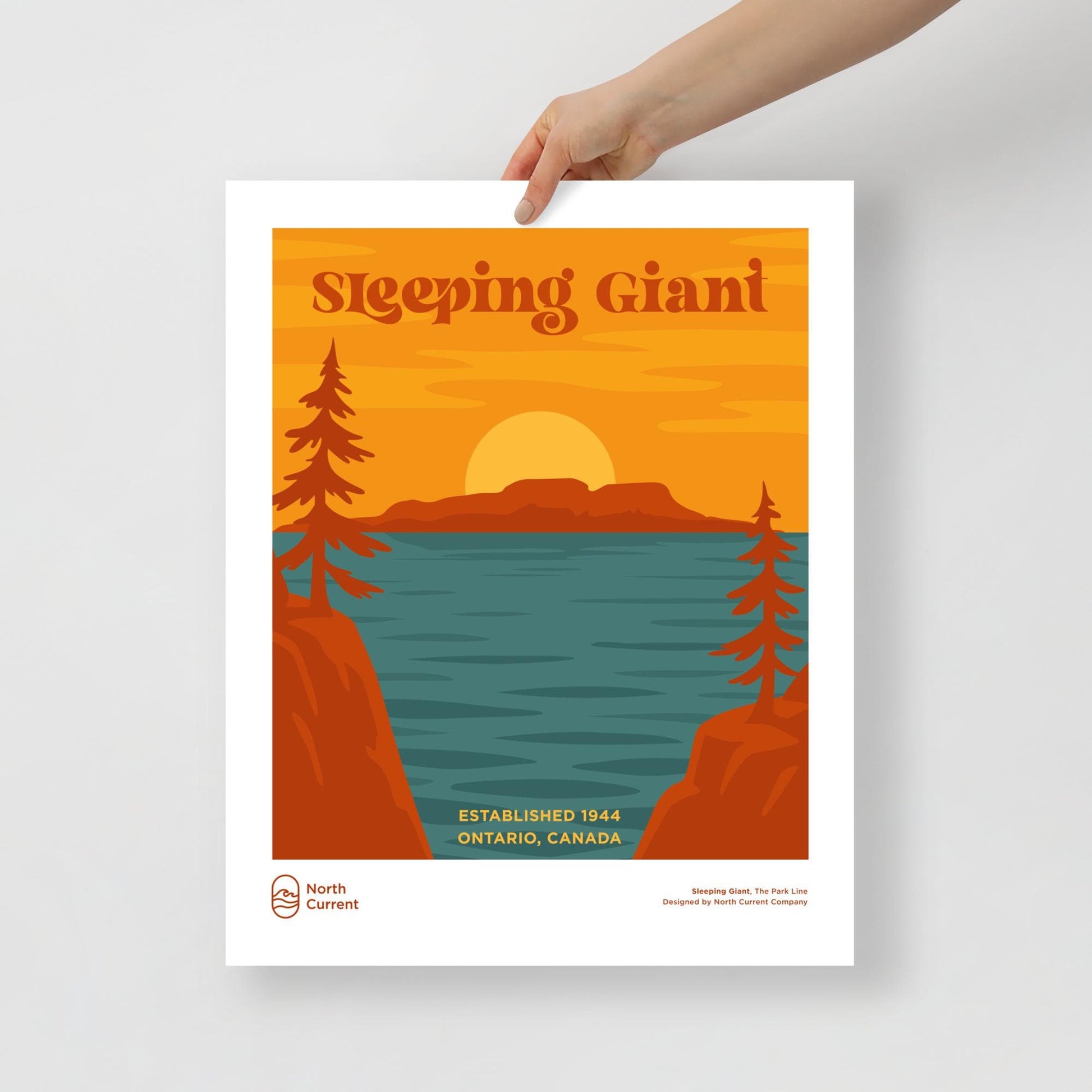 Sleeping Giant Retro Ontario Park Poster – Vintage-Style Travel Print, 1960s Midcentury Design | 12x16, 16x20, 18x24, 24x36 Wall Art