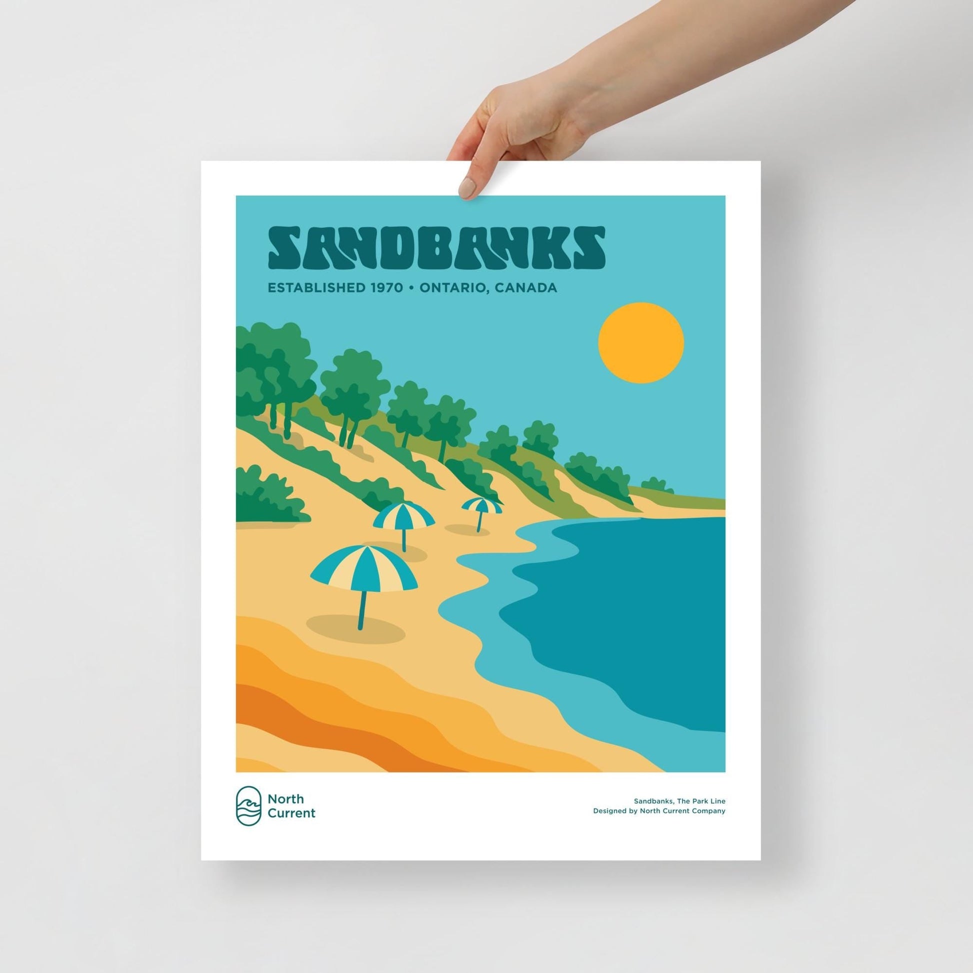 Sandbanks Retro Ontario Park Poster – Vintage-Style Travel Print, 1960s Midcentury Design | 12x16, 16x20, 18x24, 24x36 Wall Art