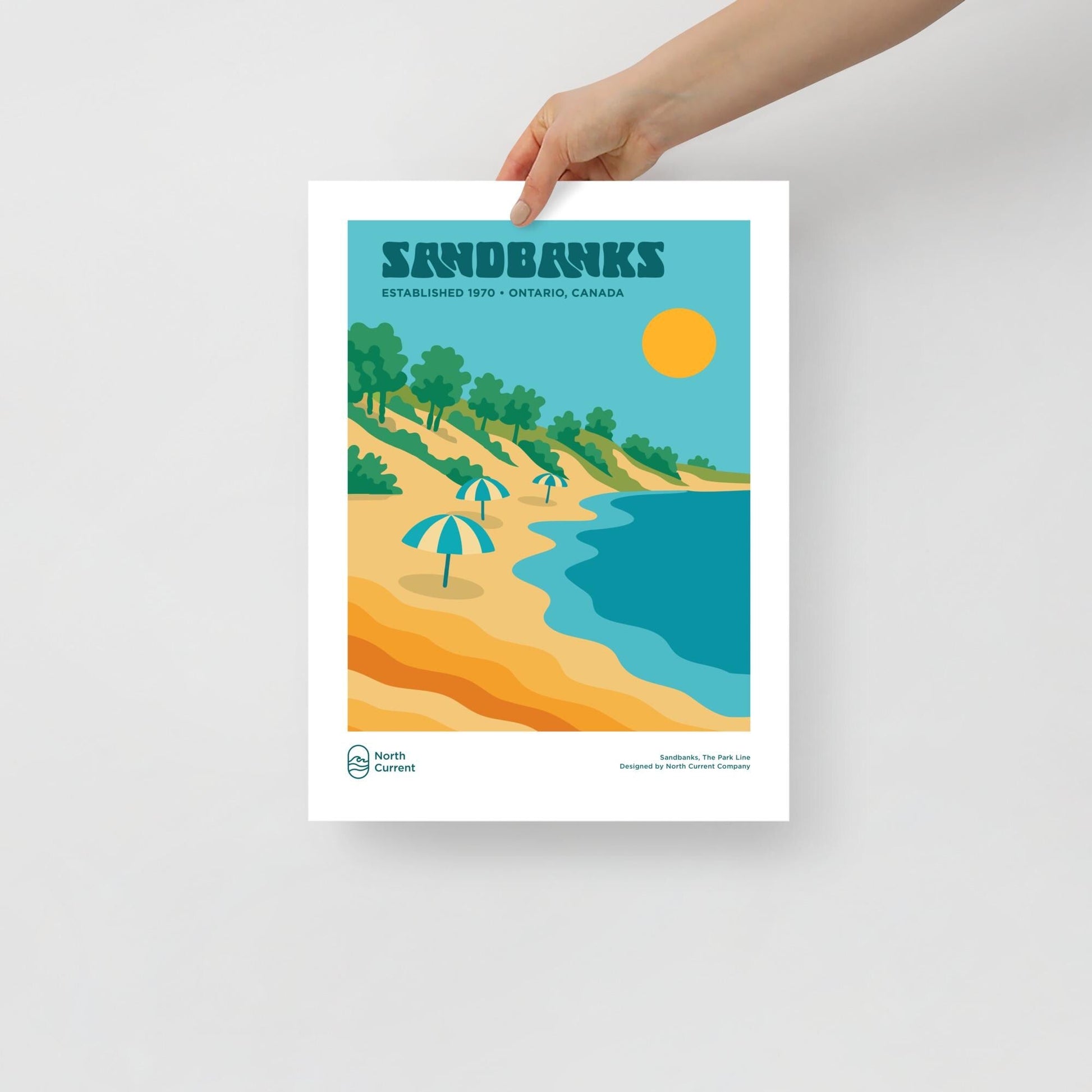 Sandbanks Retro Ontario Park Poster – Vintage-Style Travel Print, 1960s Midcentury Design | 12x16, 16x20, 18x24, 24x36 Wall Art