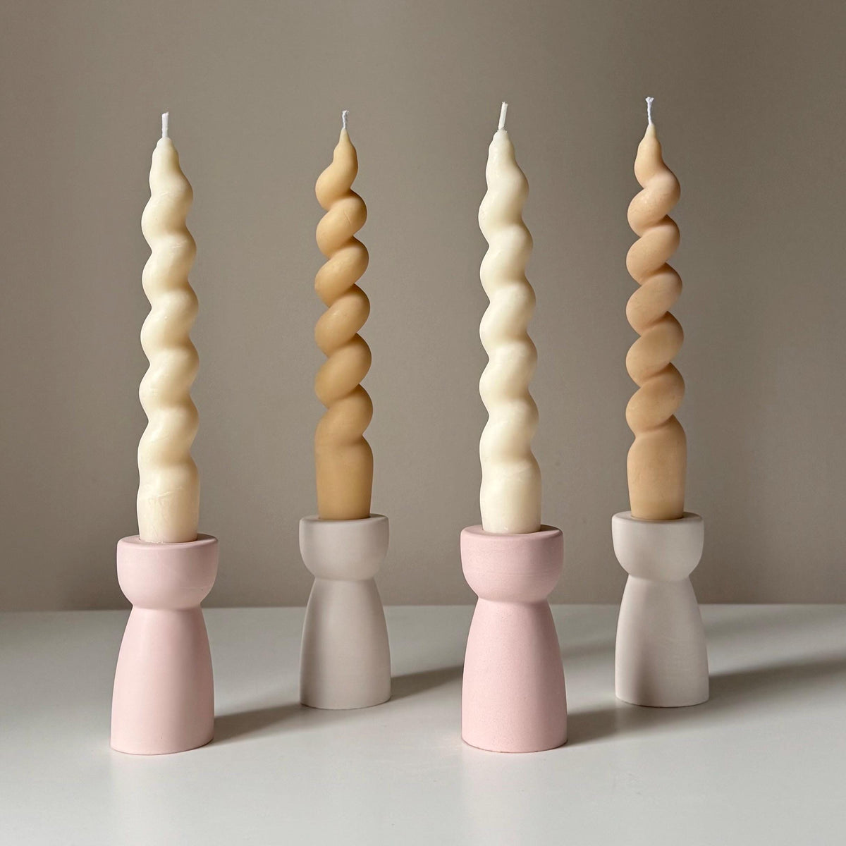 Handmade Jesmonite Hourglass Candlestick Holder: Minimalist Wedding Decor