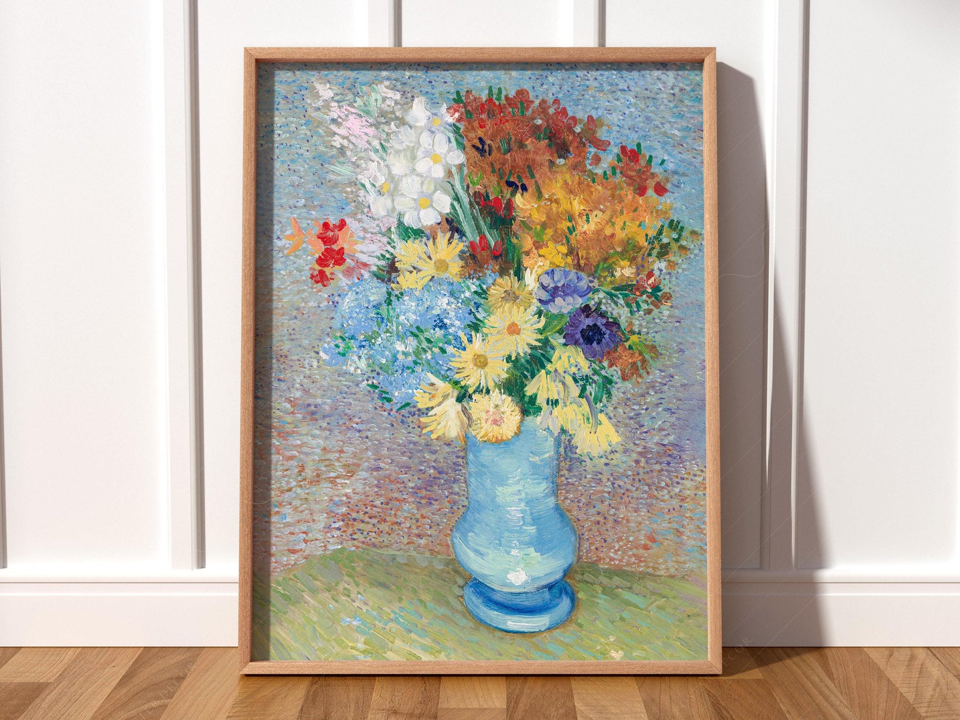 Van Gogh Flowers in a Blue Vase Art Print – Famous Painting Wall Decor
