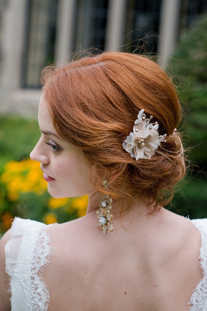 TAYLOR Silk Flower Bridal Hair Chain