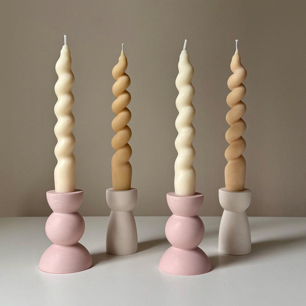 Round Jesmonite Candlestick Holder: Minimalist Table Decor