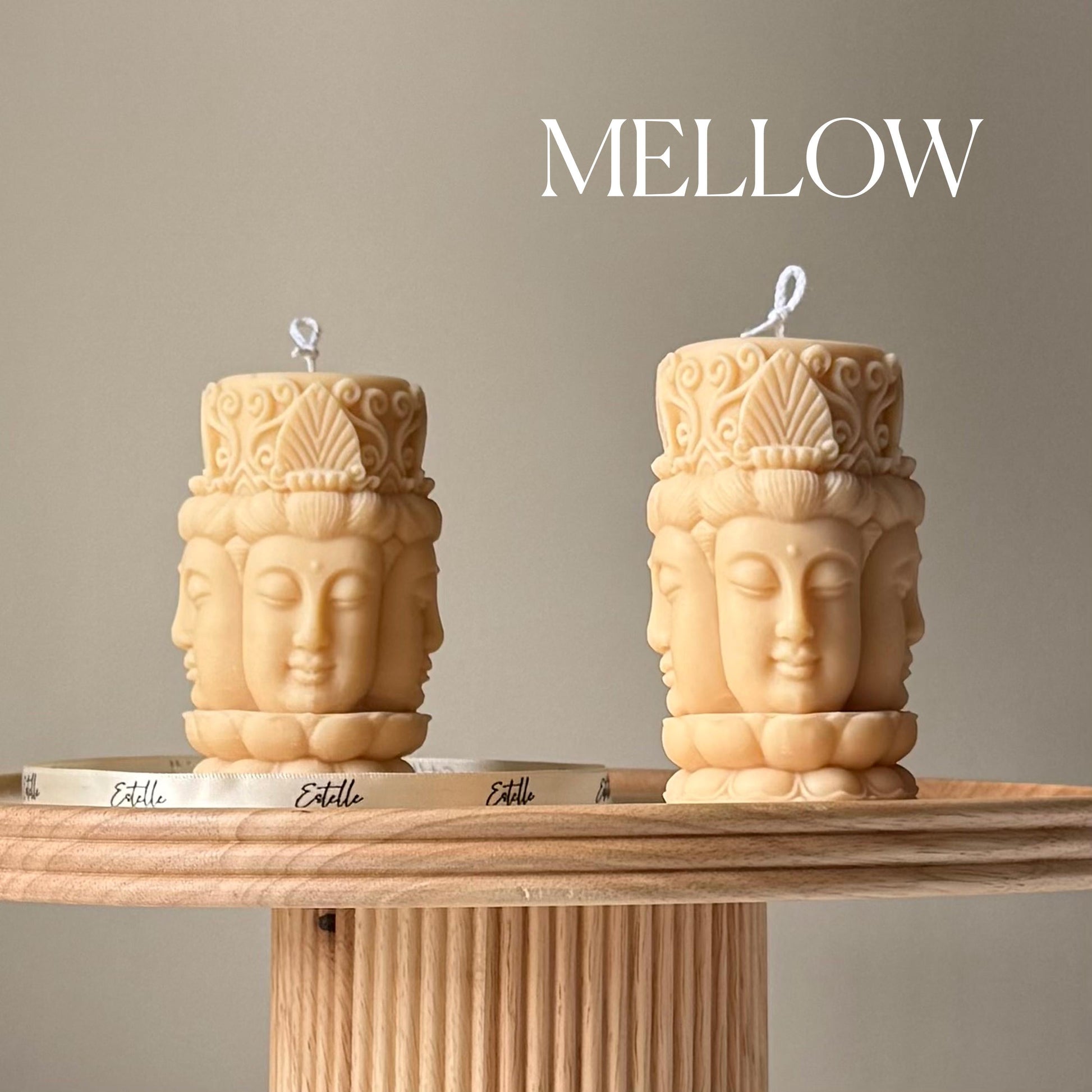 Buddha Face Soy Pillar Candle: Handmade Home Decor