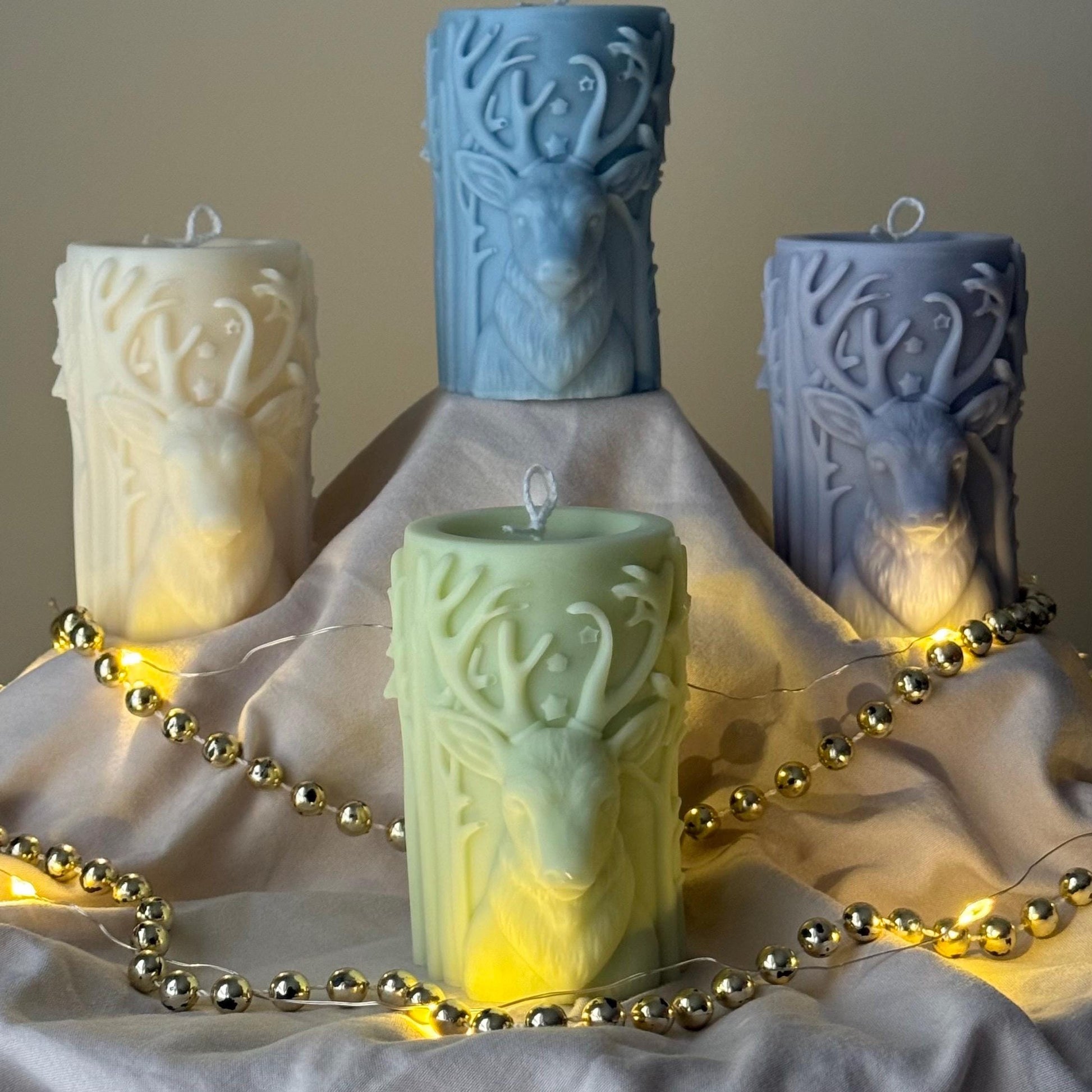 Handmade Christmas Reindeer Soy Candle: Holiday Home Decor