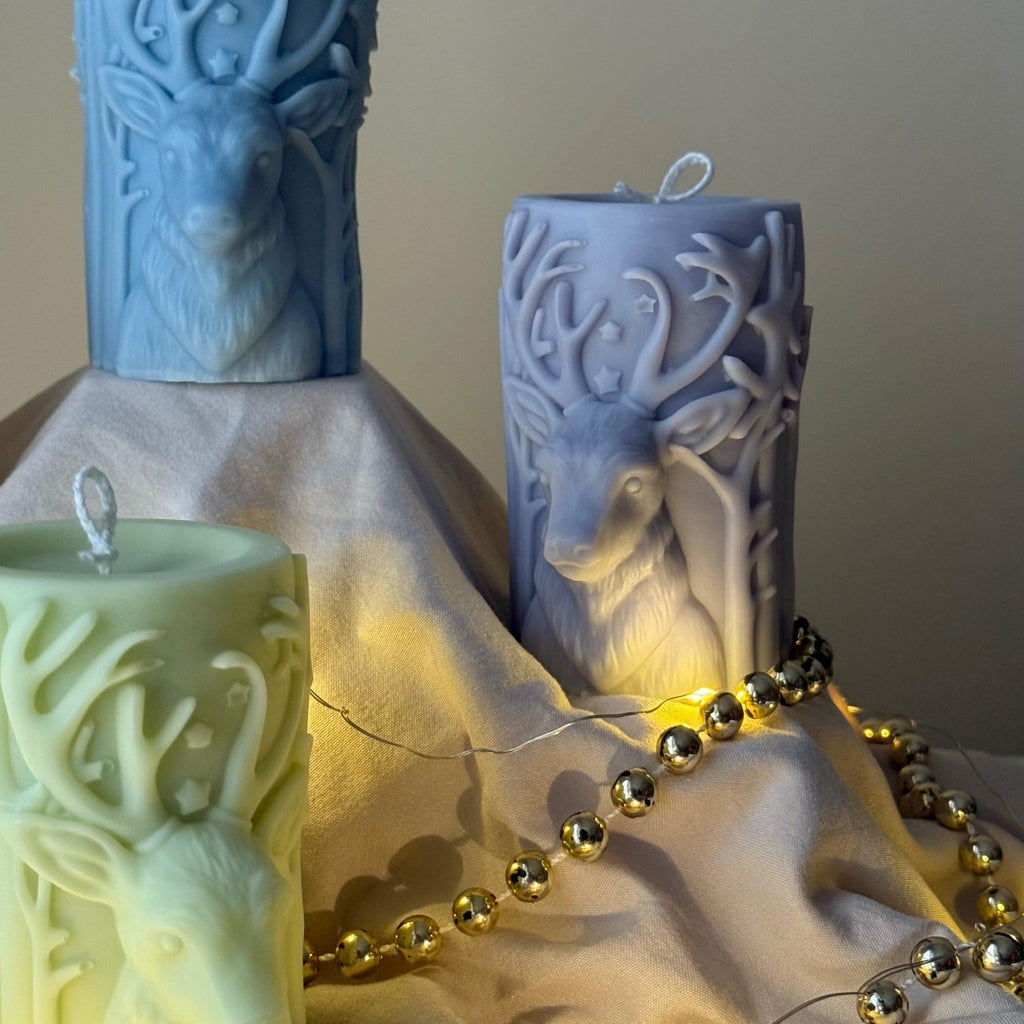 Handmade Christmas Reindeer Soy Candle: Holiday Home Decor