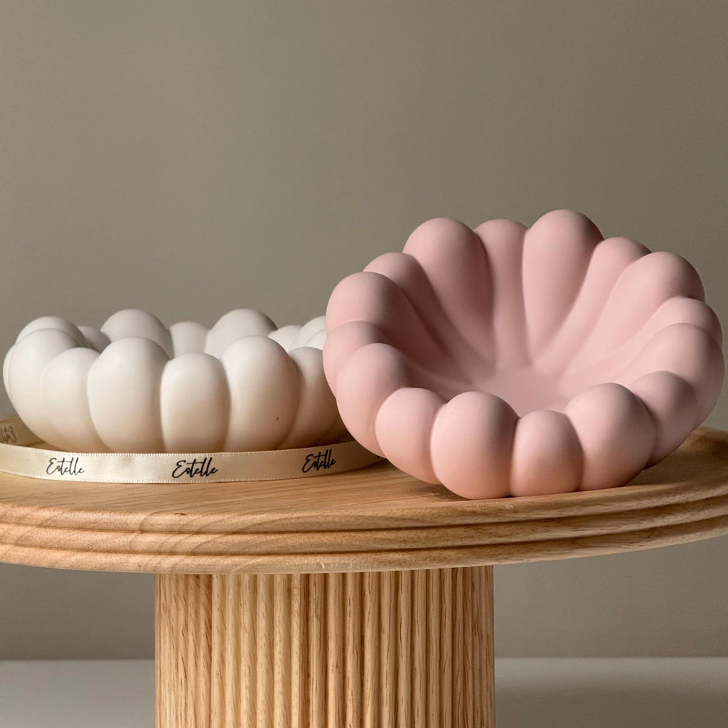 Jesmonite Trinket Tray: Round Jewelry Storage Dish, Scandi Home Decor