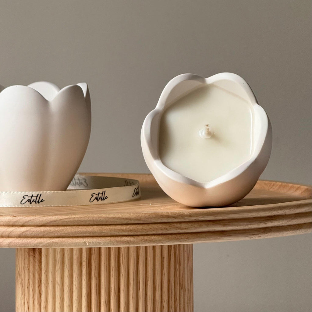 Flower Jar Soy Wax Candle | Handmade Jesmonite Vessel, Scented Candle