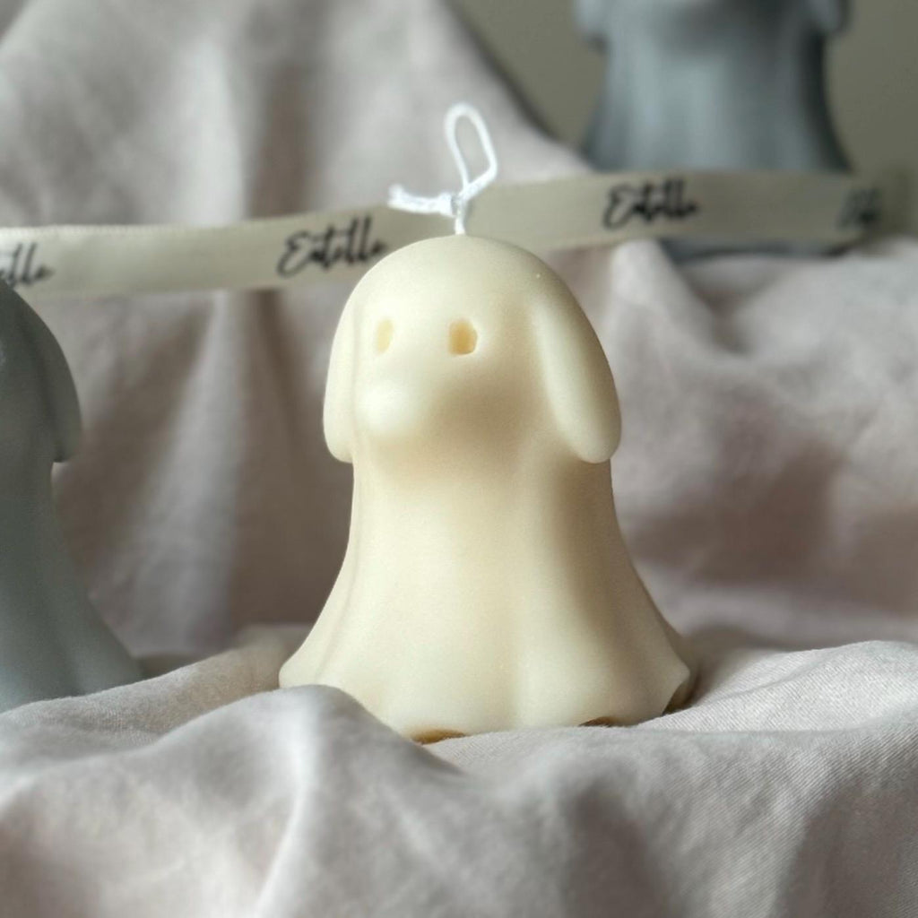 Halloween Dog Ghost Candle: Handmade Soy Wax Animal Gift