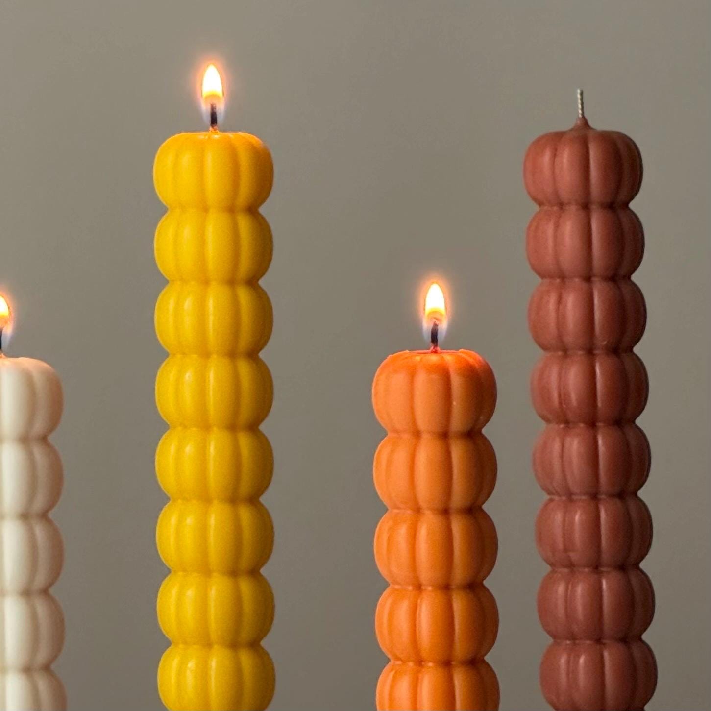 Hand Poured Soy Wax Pumpkin Taper Candle: Halloween Decor