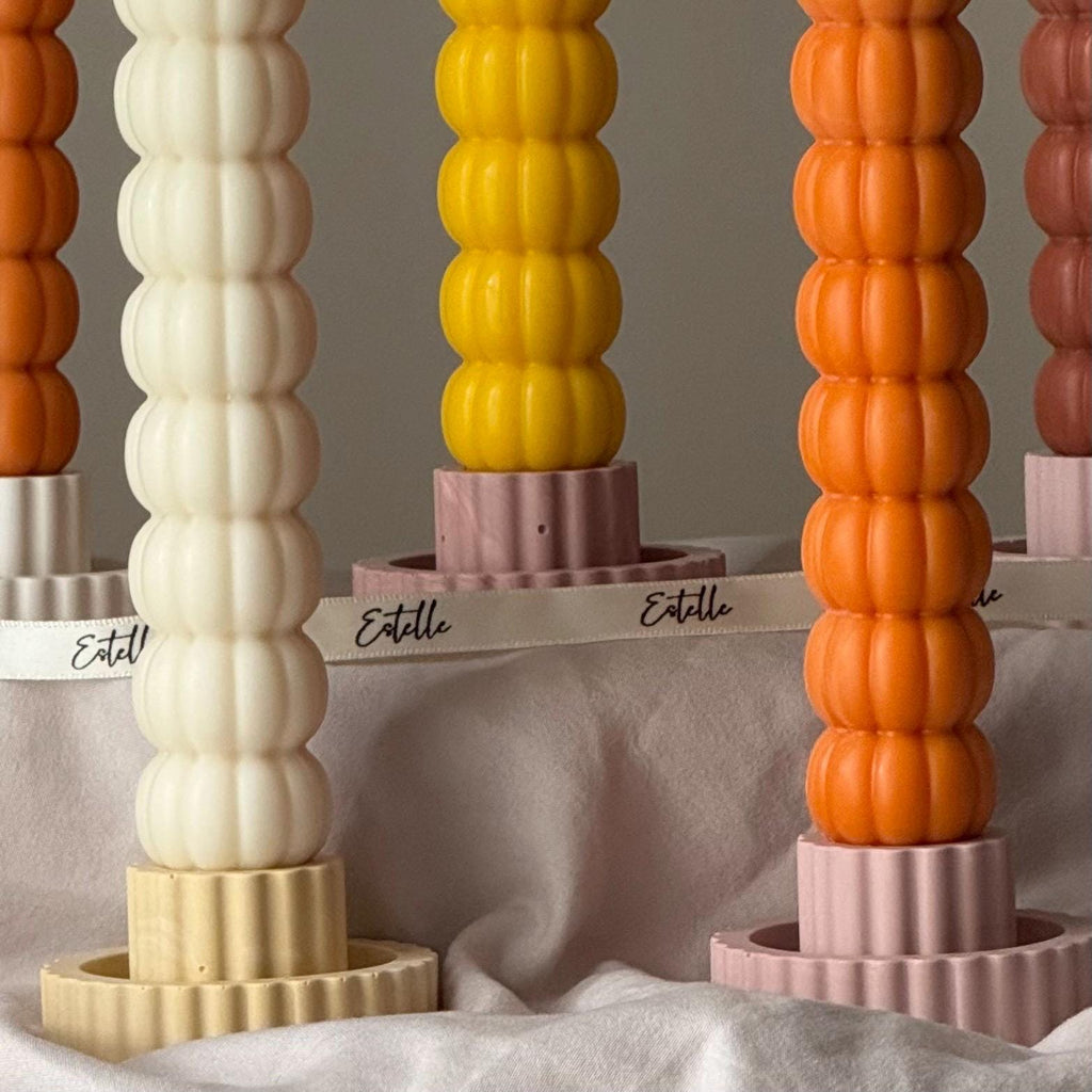 Hand Poured Soy Wax Pumpkin Taper Candle: Halloween Decor
