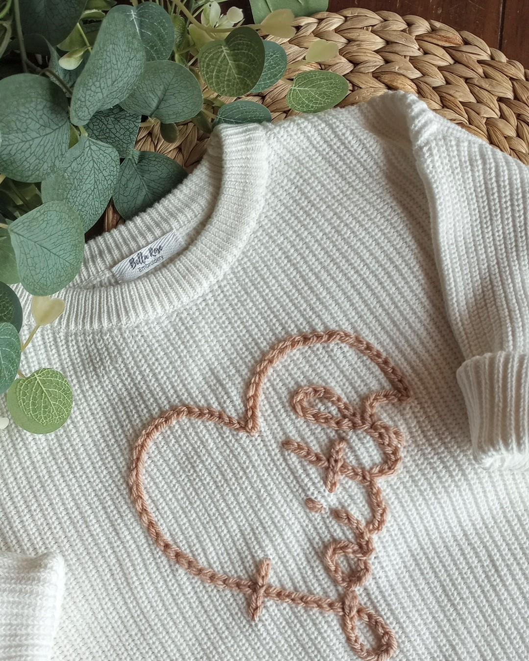 READY TO SHIP | Hand Embroidered Faith Sweater | Size 4T