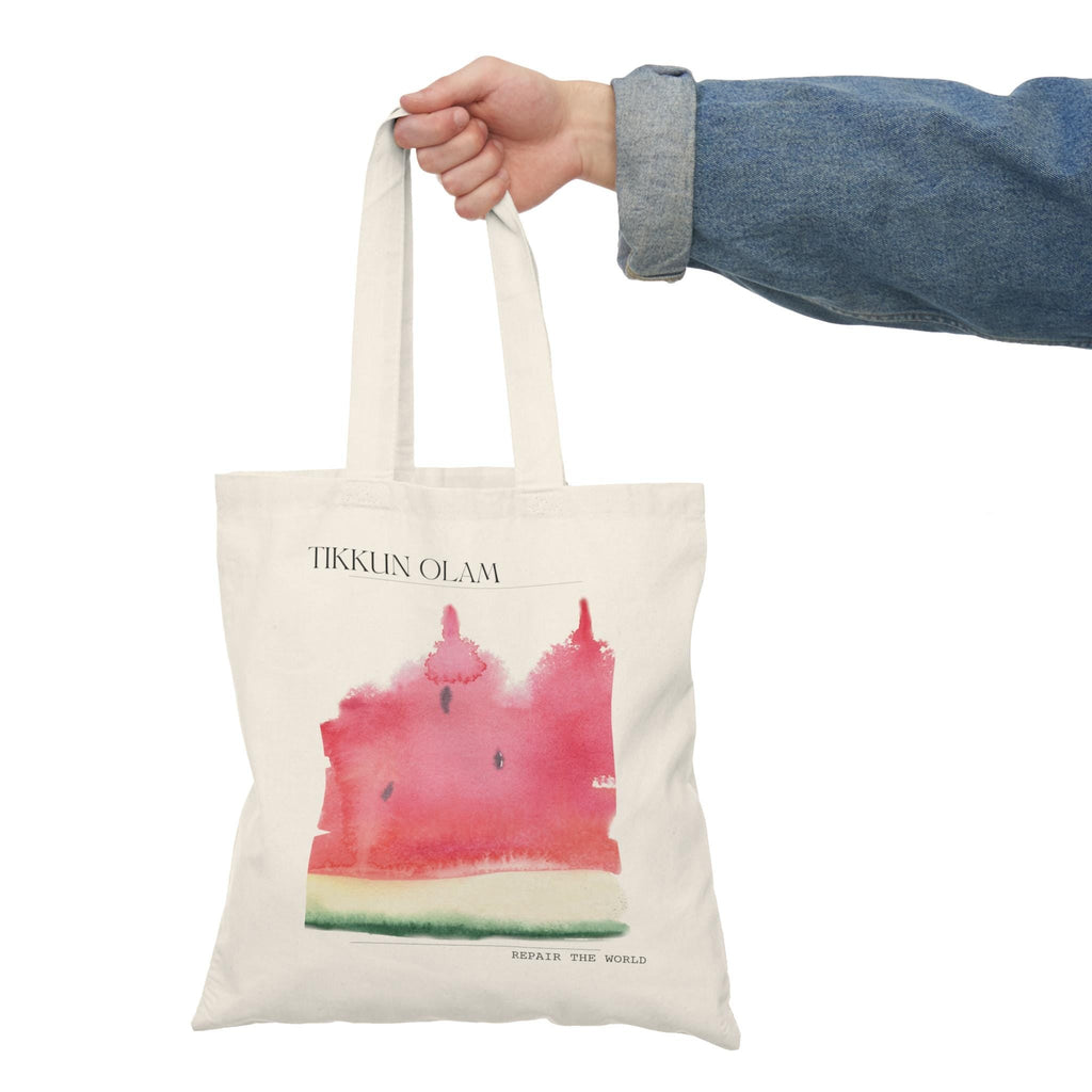 Tikkun Olam Watermelon Tote Bag – Jewish Eco-Friendly Canvas Bag