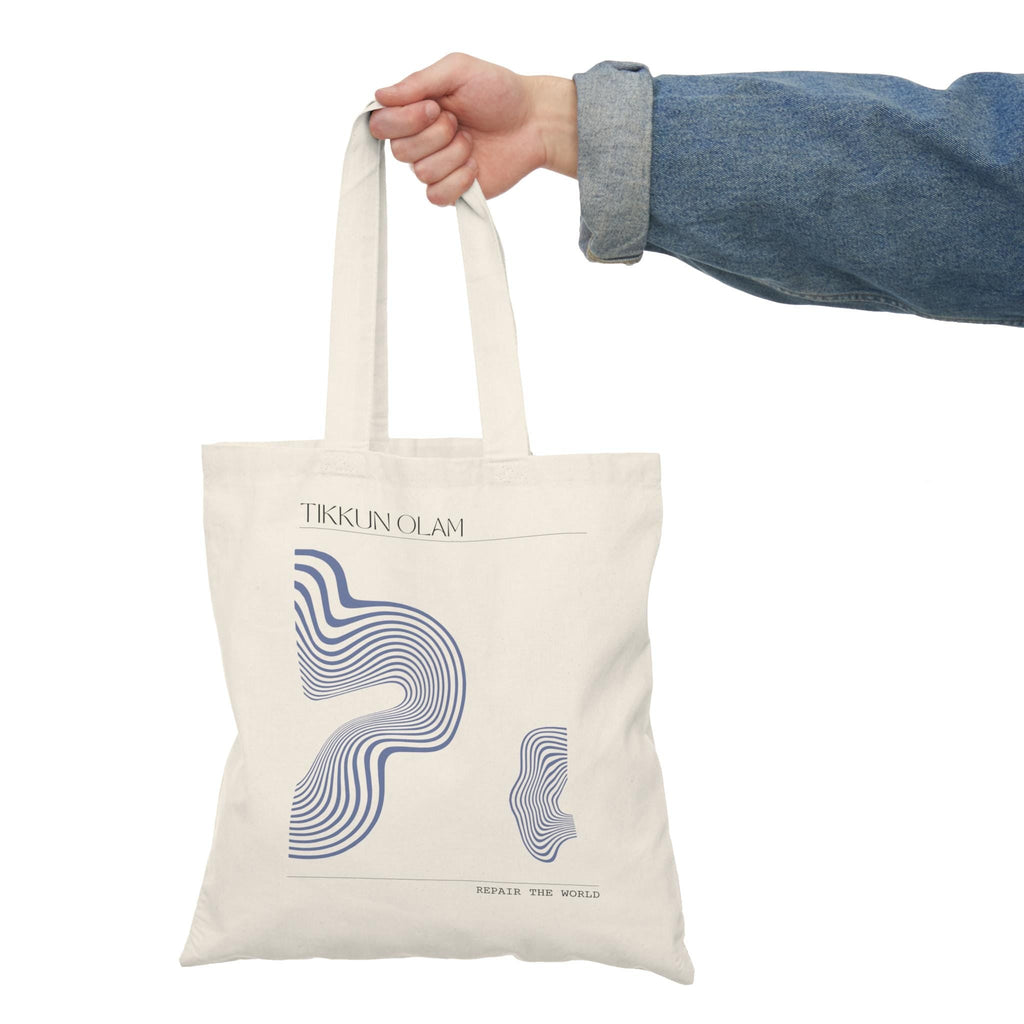 Tikkun Olam Jewish Tote Bag – Abstract Squiggle Art, Eco-Friendly Cotton