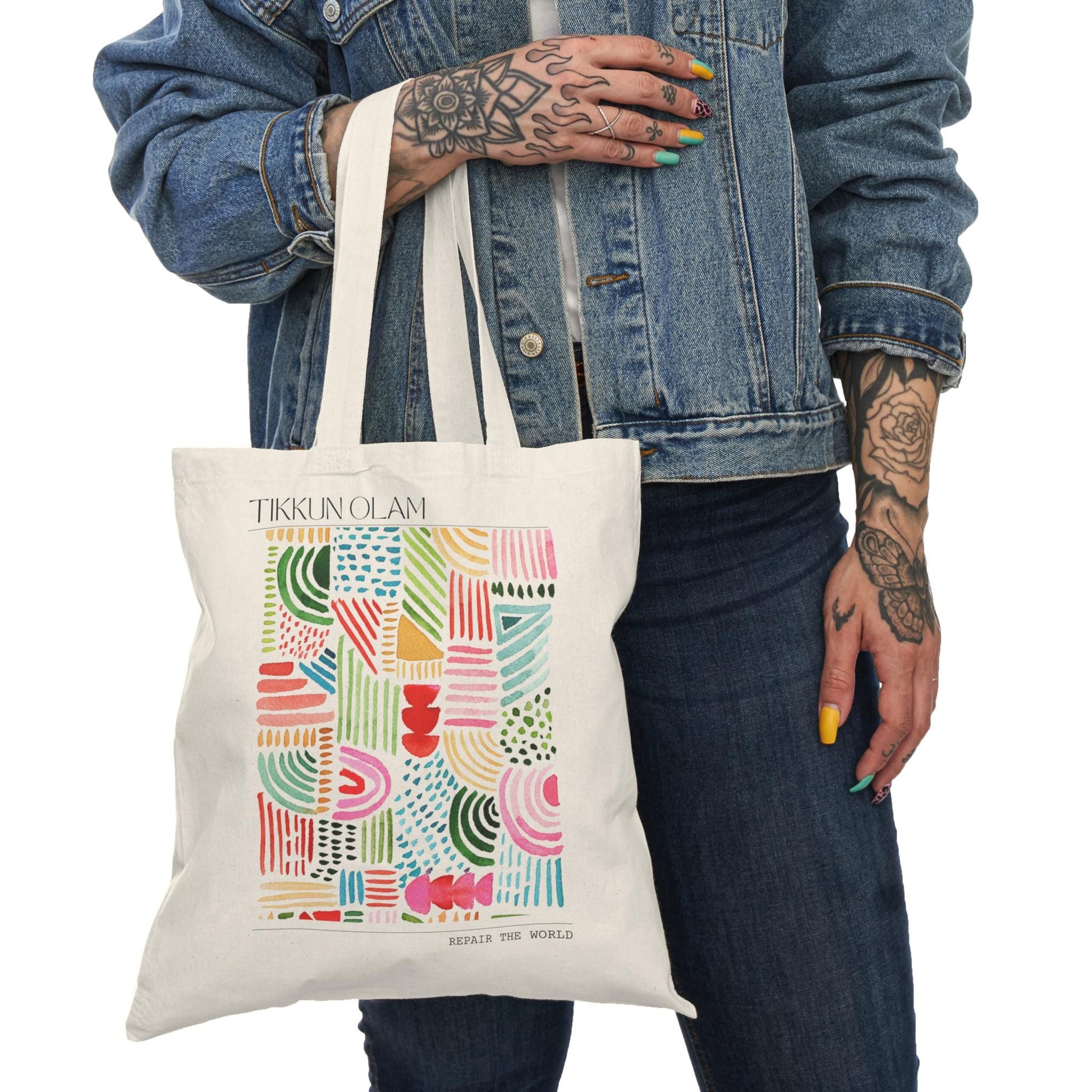 Tikkun Olam Tote Bag – Jewish Abstract Watercolor Art, Eco-Friendly