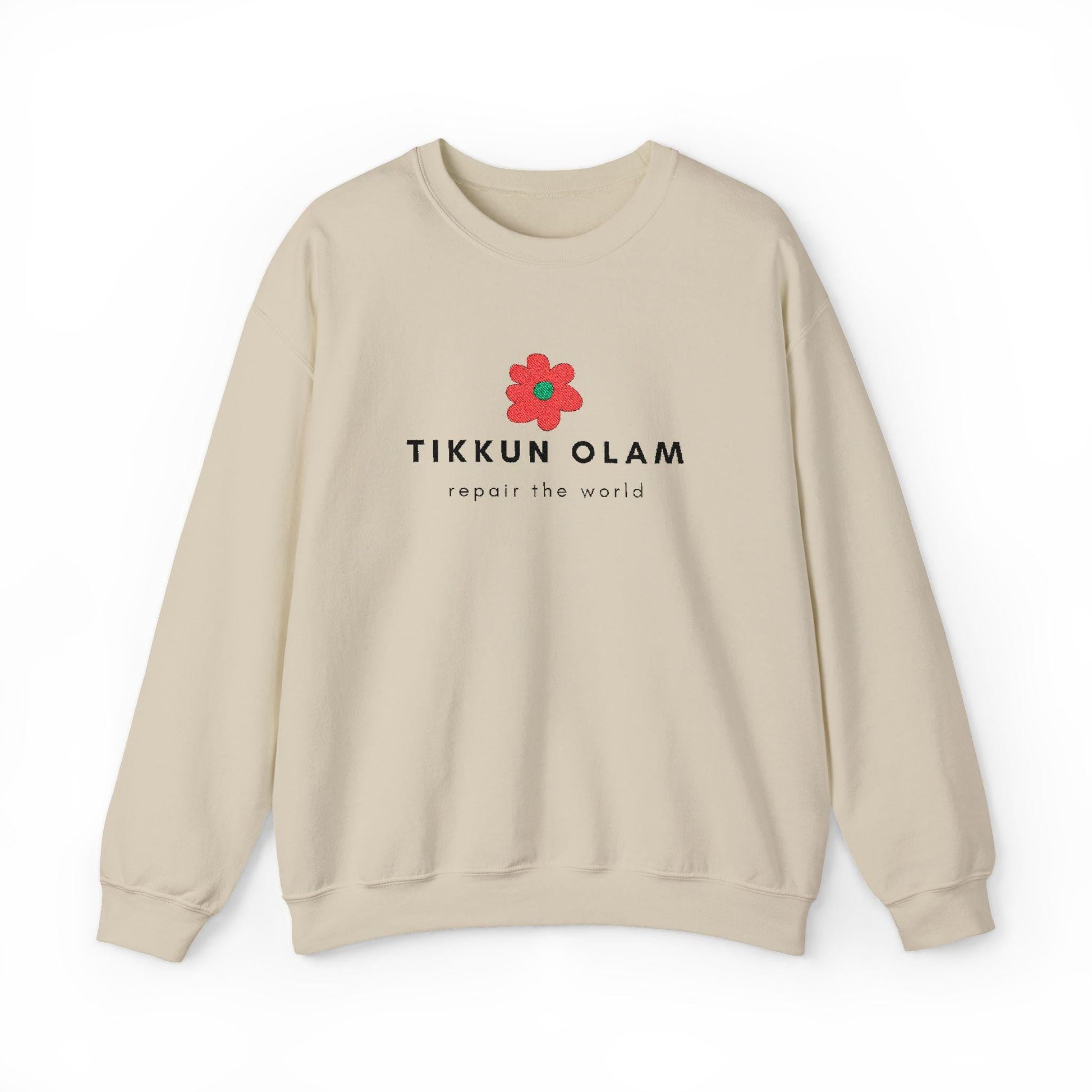 Embroidered Tikkun Olam Sweatshirt – Unisex Jewish Gift