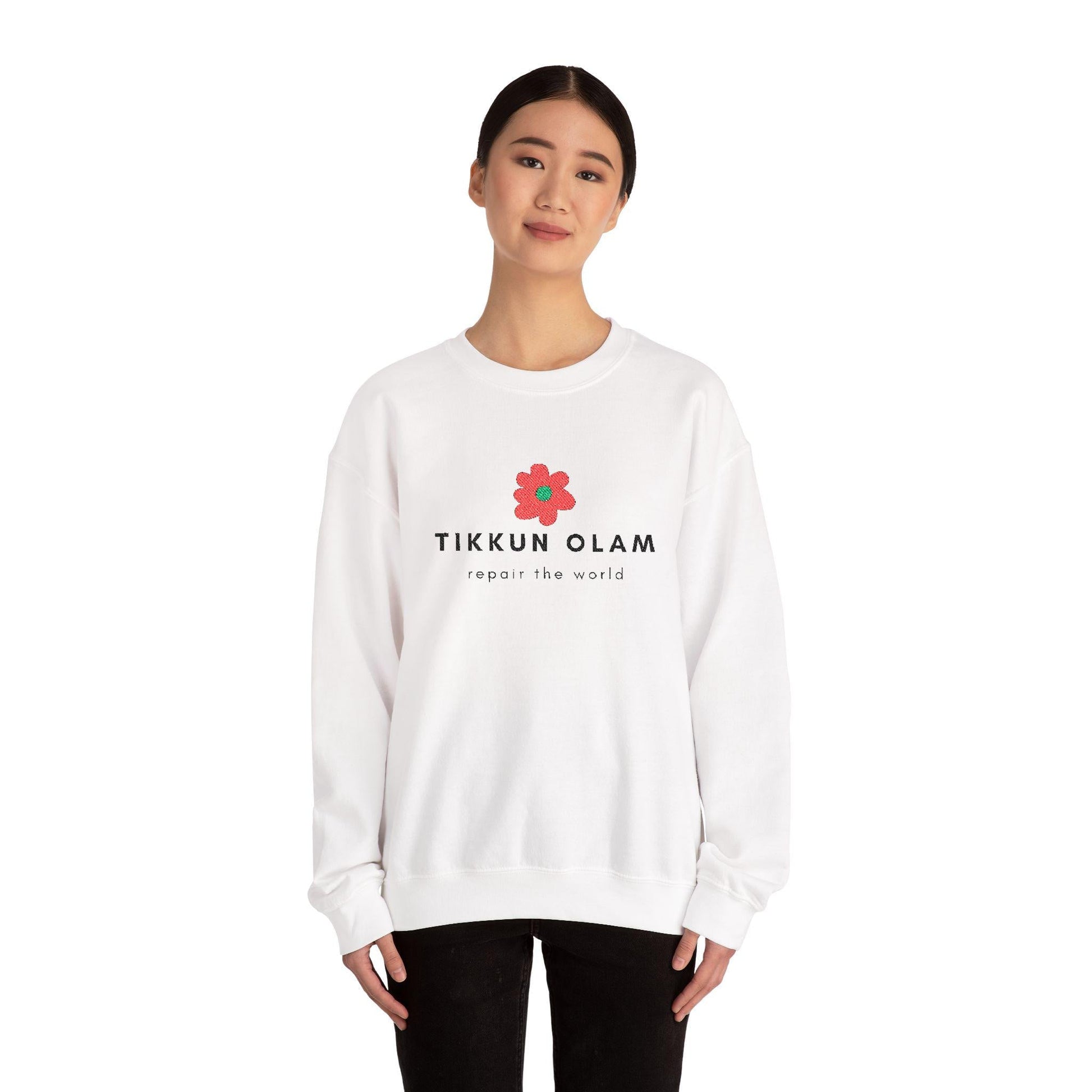 Embroidered Tikkun Olam Sweatshirt – Unisex Jewish Gift