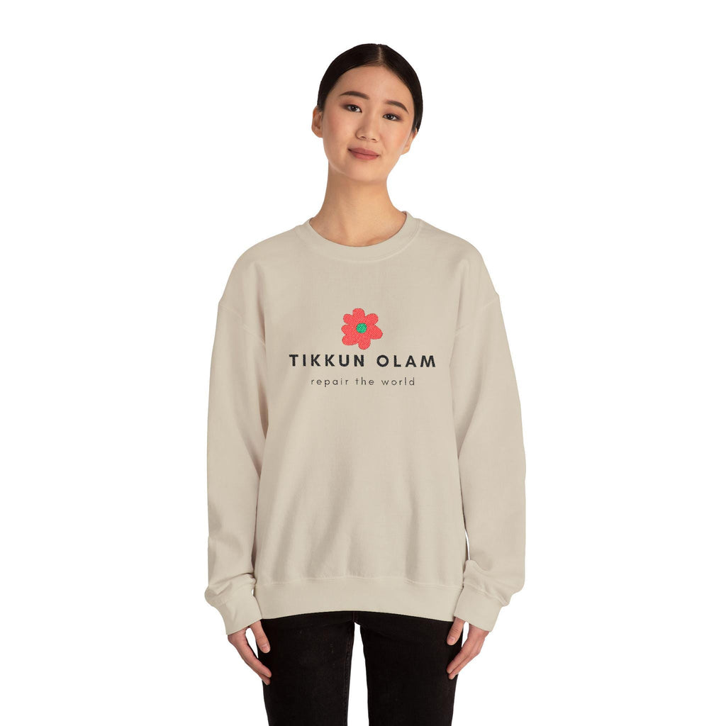 Embroidered Tikkun Olam Sweatshirt – Unisex Jewish Gift