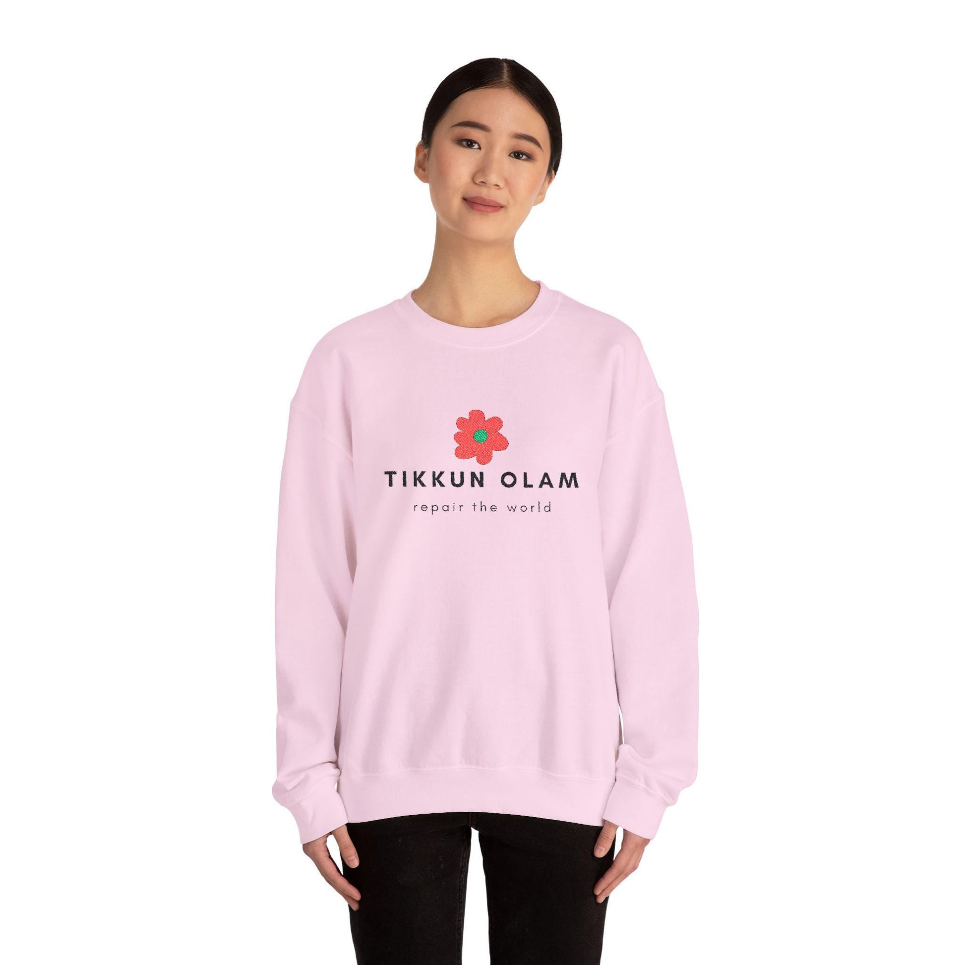 Embroidered Tikkun Olam Sweatshirt – Unisex Jewish Gift