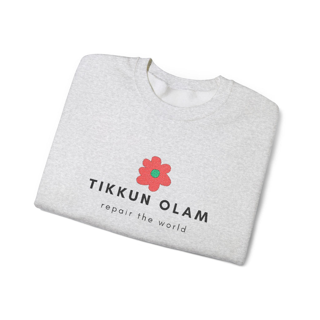 Embroidered Tikkun Olam Sweatshirt – Unisex Jewish Gift