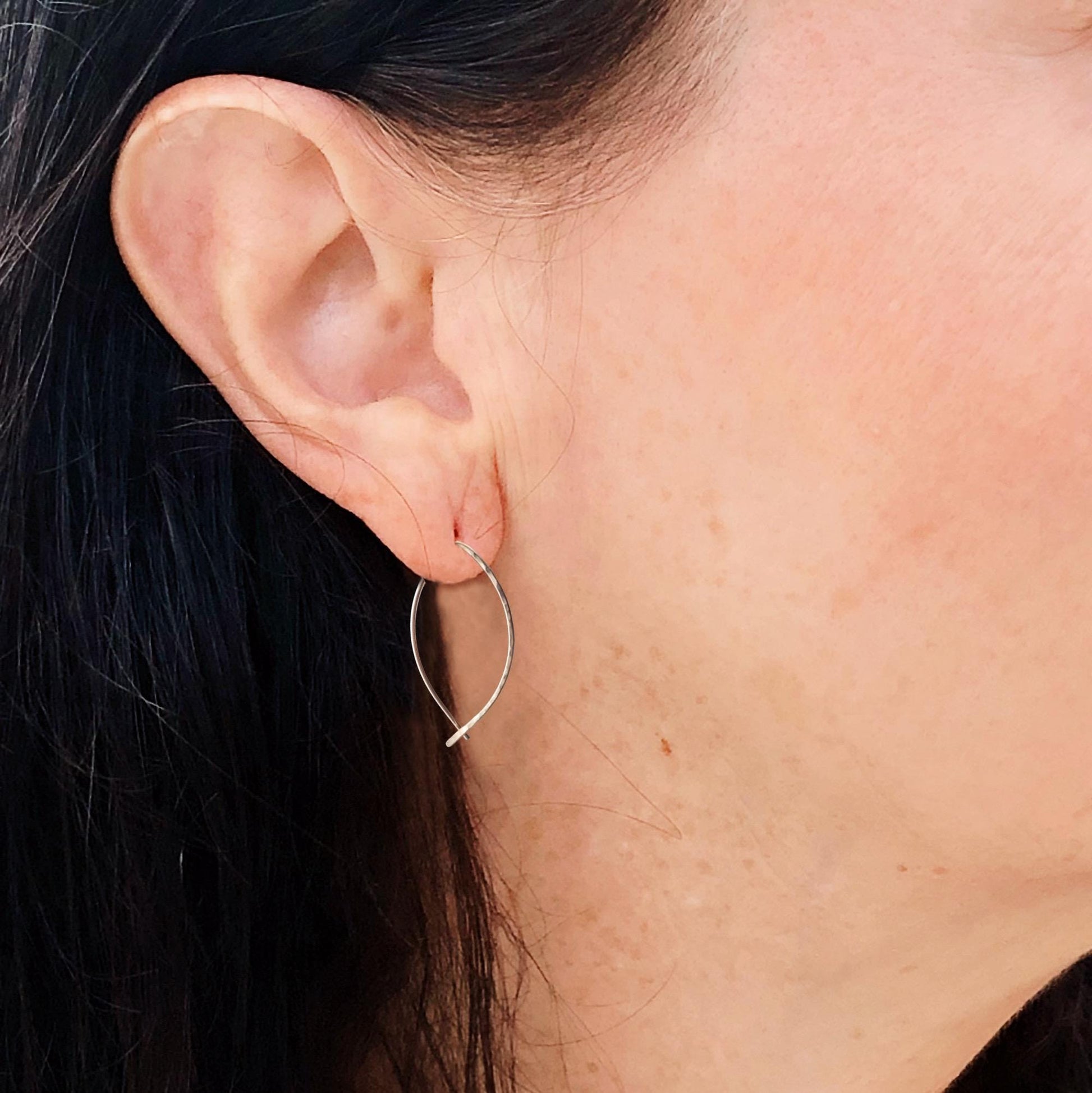 Hammered 14k Rose Gold Hoop Earrings: Minimalist Everyday Wear 7/8&quot;