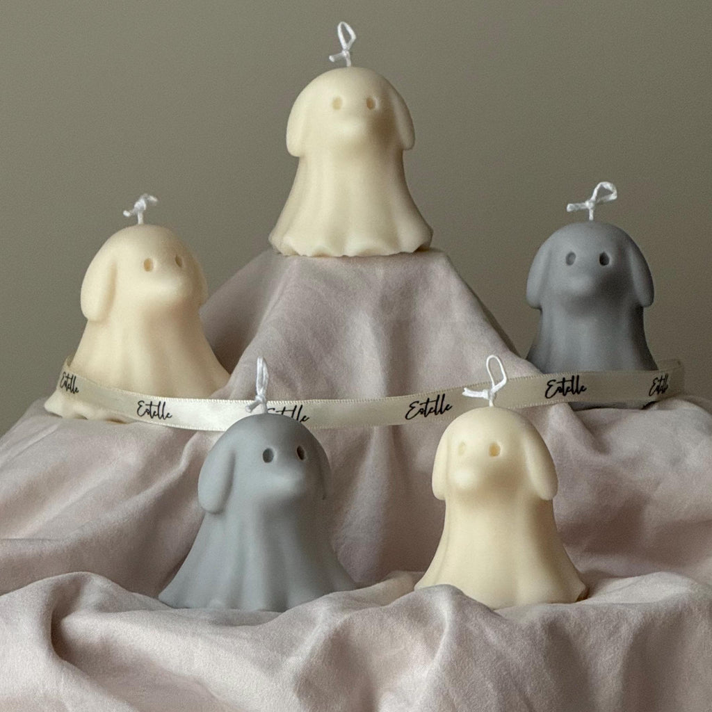 Halloween Dog Ghost Candle: Handmade Soy Wax Animal Gift