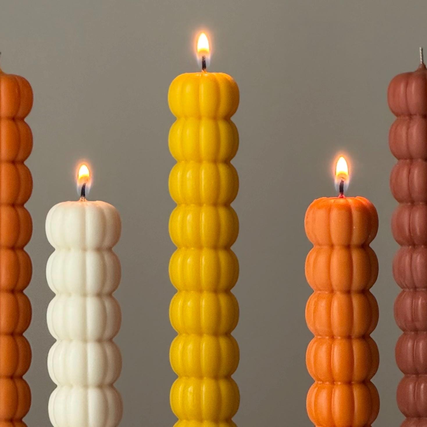 Hand Poured Soy Wax Pumpkin Taper Candle: Halloween Decor