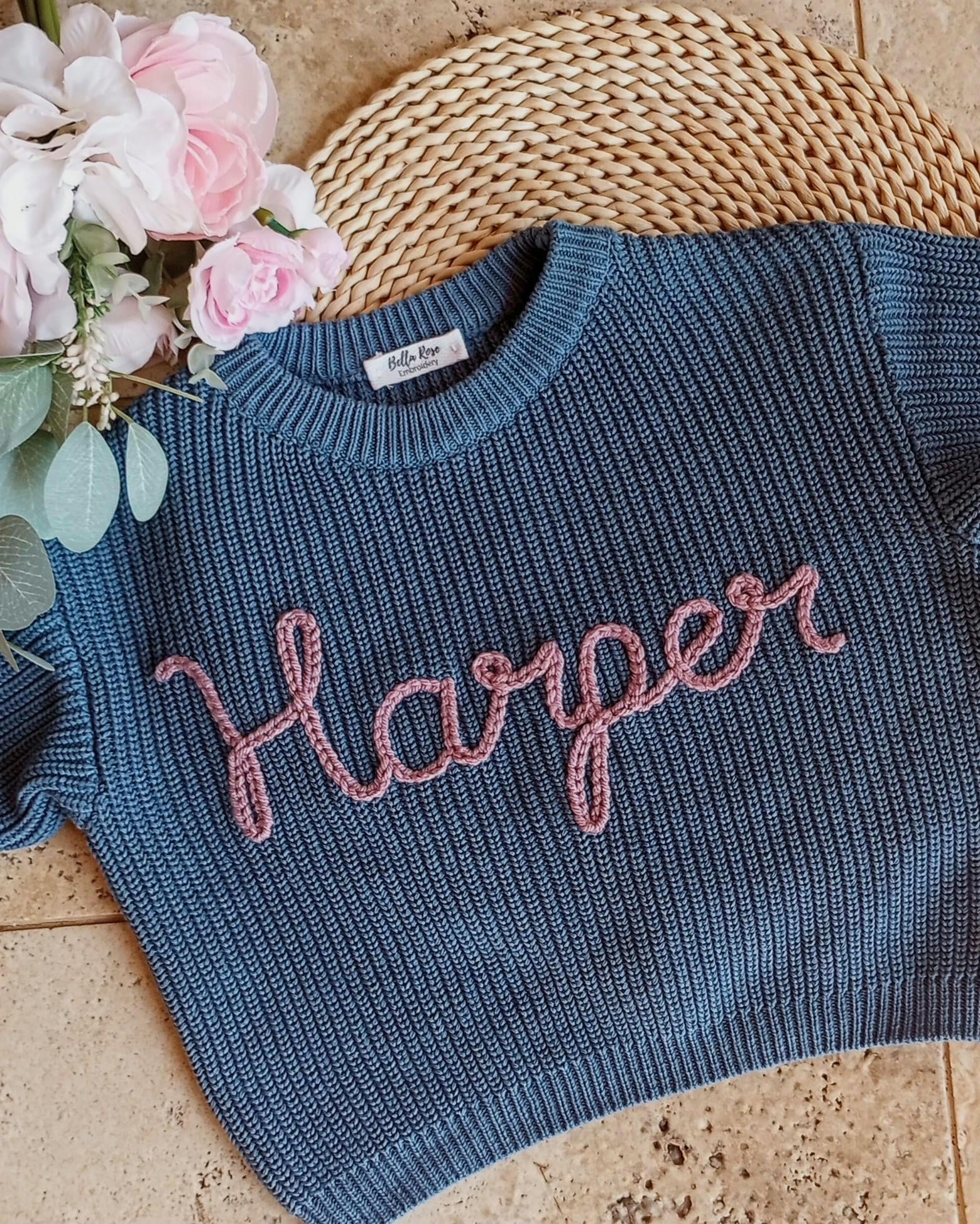 Name Sweater | Personalized | Infant toddler sizes | Hand Embroidered | Custom