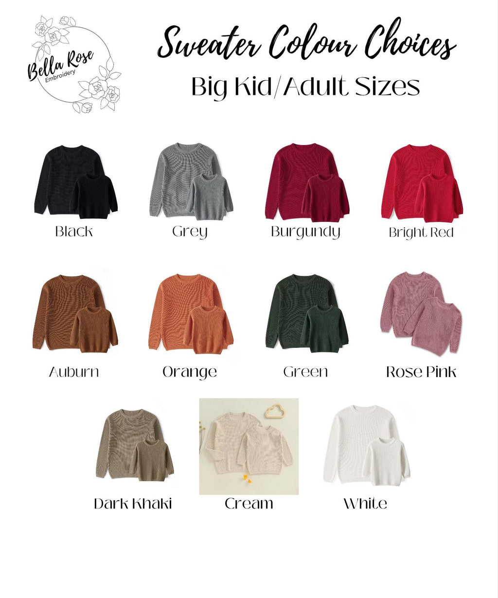 Big Kid | Personalized Name Sweater | Hand Embroidered | Custom