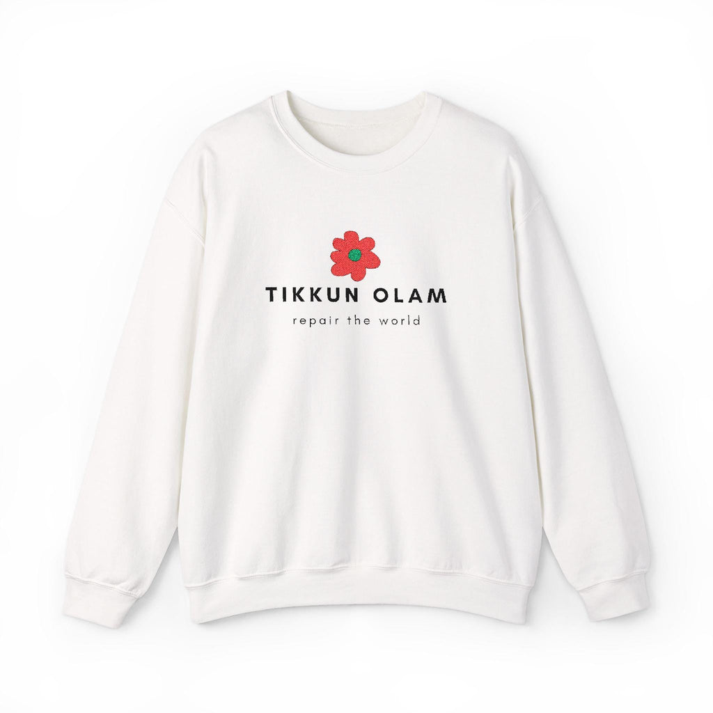 Embroidered Tikkun Olam Sweatshirt – Unisex Jewish Gift