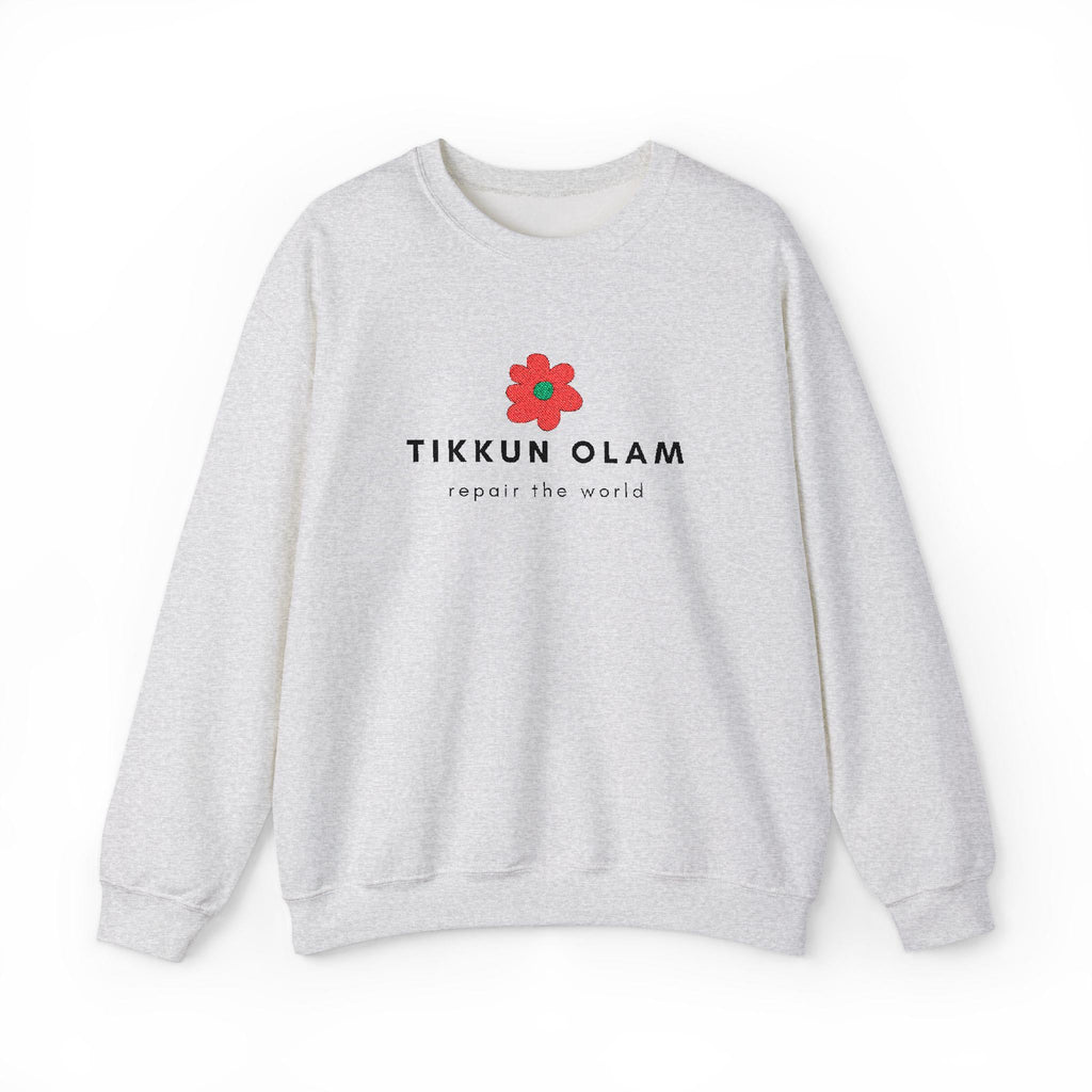 Embroidered Tikkun Olam Sweatshirt – Unisex Jewish Gift