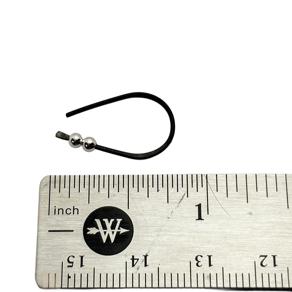 Black Niobium hoop earrings. Small 3/4" hoops. Silver accent beads. Hypoallergenic