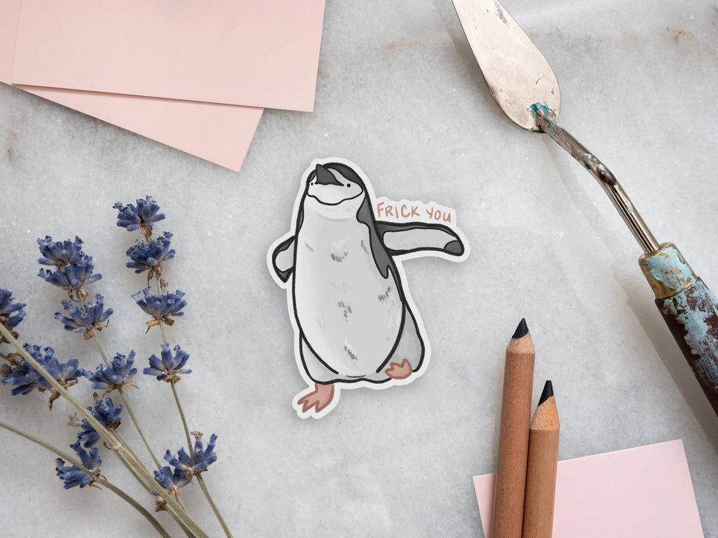 Angry Penguin Sticker | Funny Animal Vinyl Decal | Gift for Animal Lovers