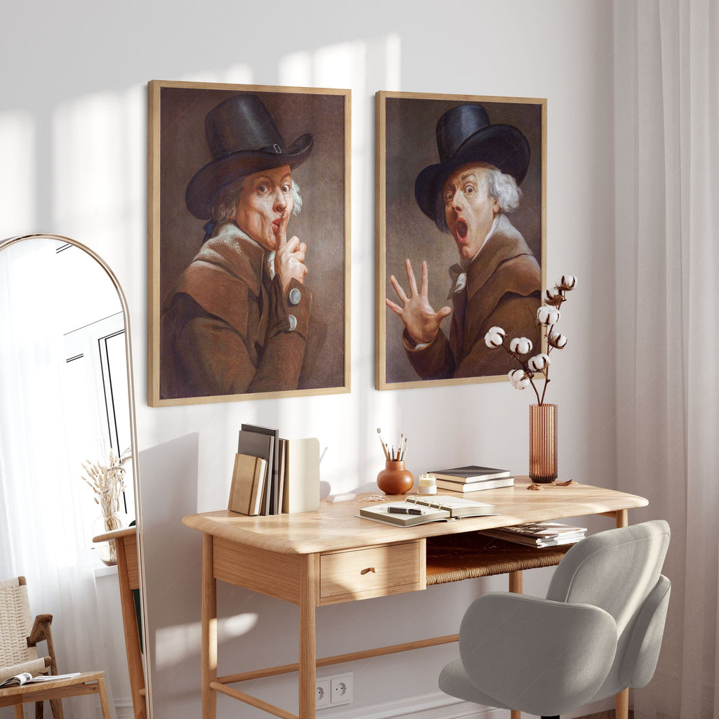 Joseph Ducreux Be Discreet & The Surprise Print Set – Funny Classical Art