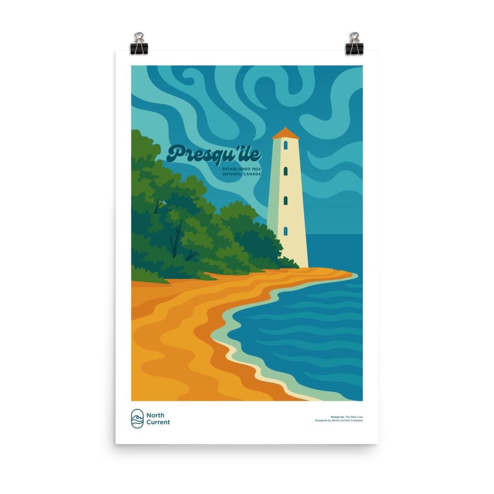 Presqu'ile Retro Ontario Park Poster – Vintage-Style Travel Print, 1960s Midcentury Design | 12x16, 16x20, 18x24, 24x36 Wall Art