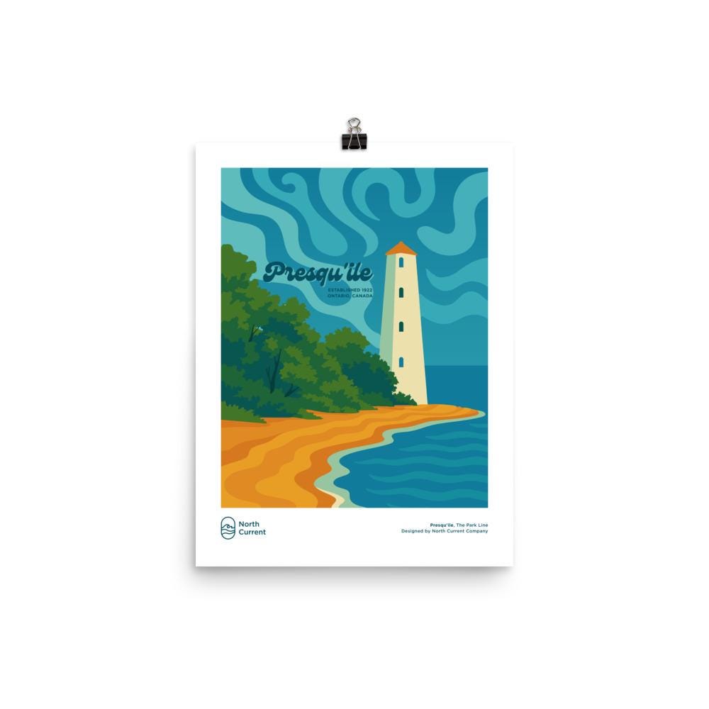 Presqu'ile Retro Ontario Park Poster – Vintage-Style Travel Print, 1960s Midcentury Design | 12x16, 16x20, 18x24, 24x36 Wall Art